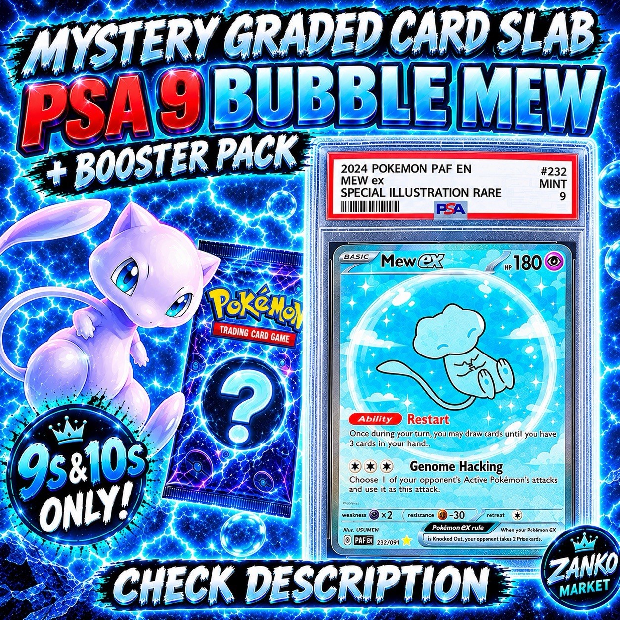 Mystery Pokemon Graded Card + Booster Pack - PSA 9 Bubble Mew Chase🔥 Read Below