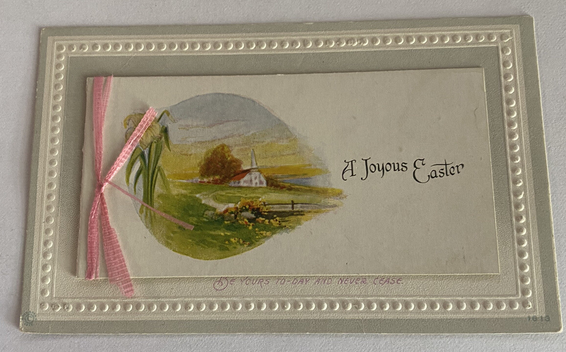 Vintage 1919 Easter Greetings Card w/ unfolding booklet ~ A Joyous Easter
