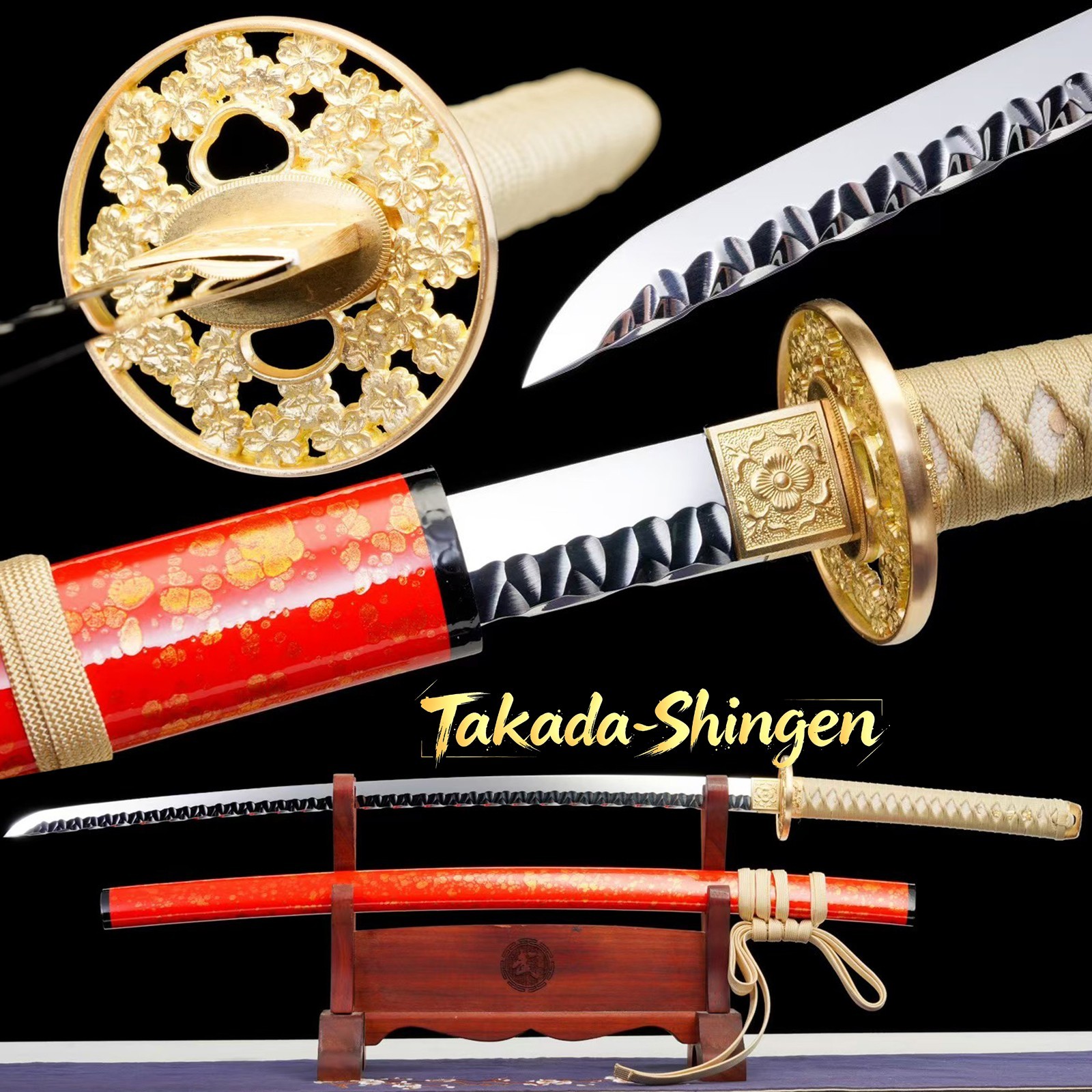 full polished S7 steel blade japanese sakura katana sword razor sharp full tang