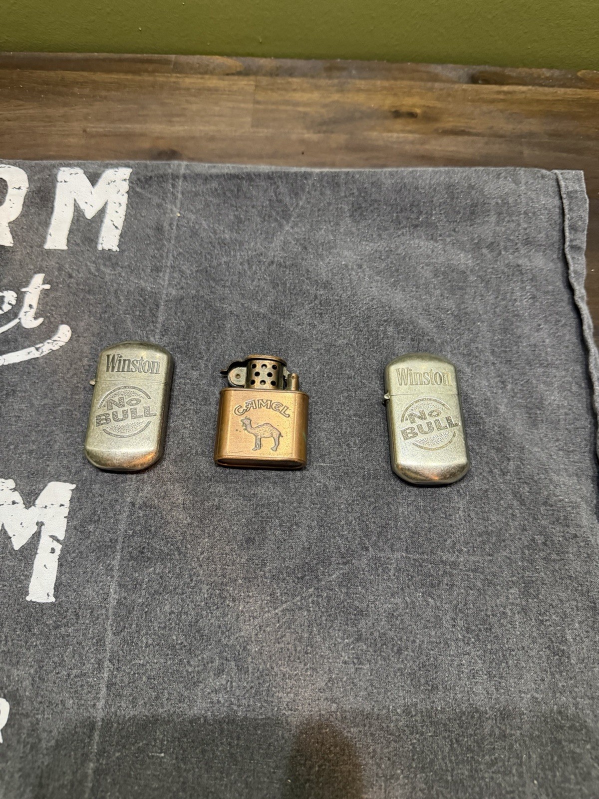 Lot of 3 Vintage Tobacco Advertising Lighters Camel Winston No Bull Promo