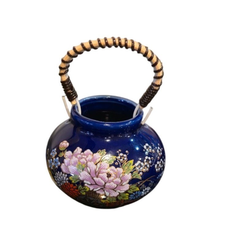 Japanese Kutani ware Toothpick Holder Hand Painted Vintage Porcelain bamboo