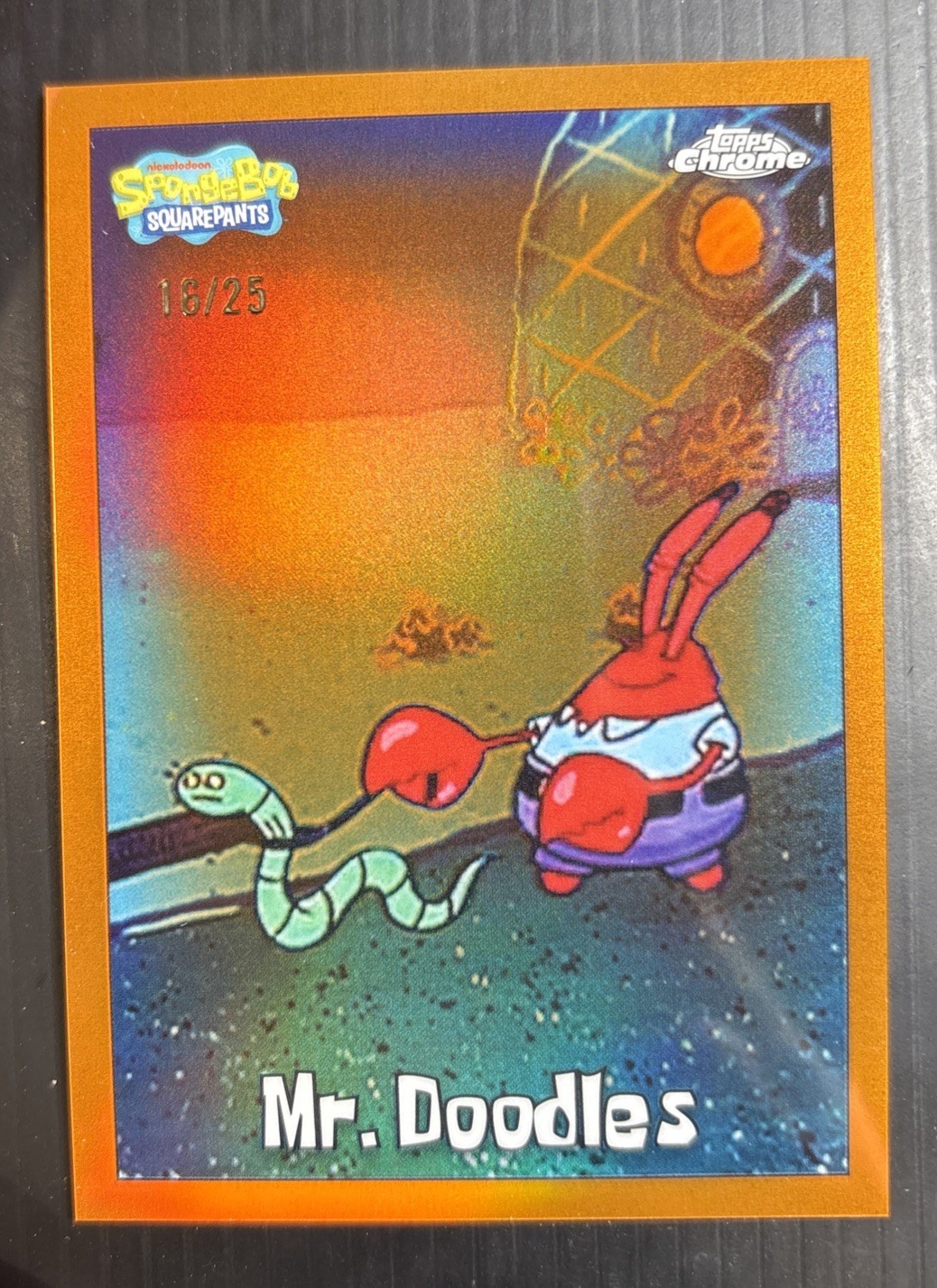 2025 Topps Chrome Spongebob SquarePants Mr. Doodles Orange Refractor /25