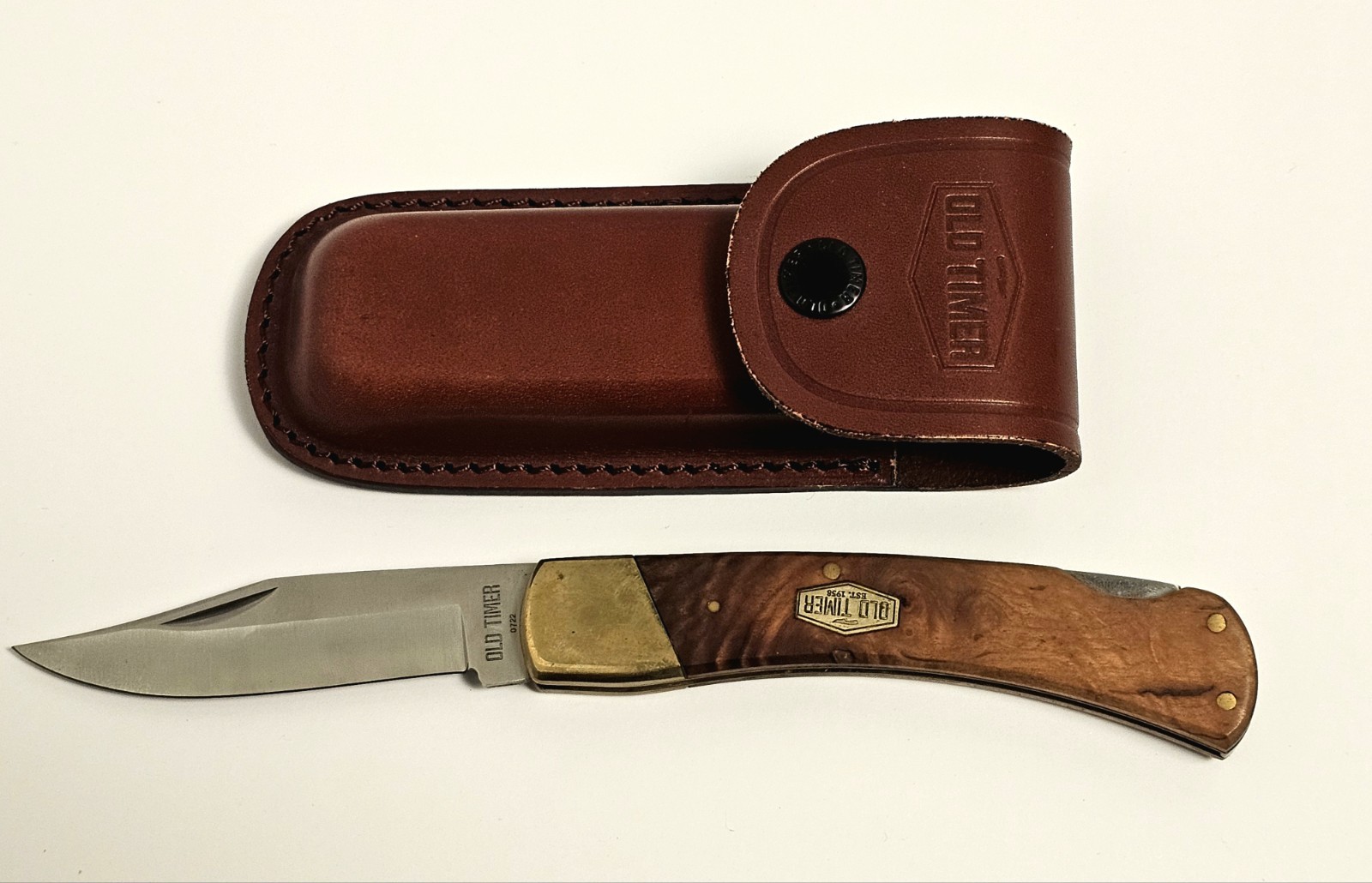 Vintage  Schrade Old Timer 60TW Folding Pocket Knife W/ Schrade Leather Sheath