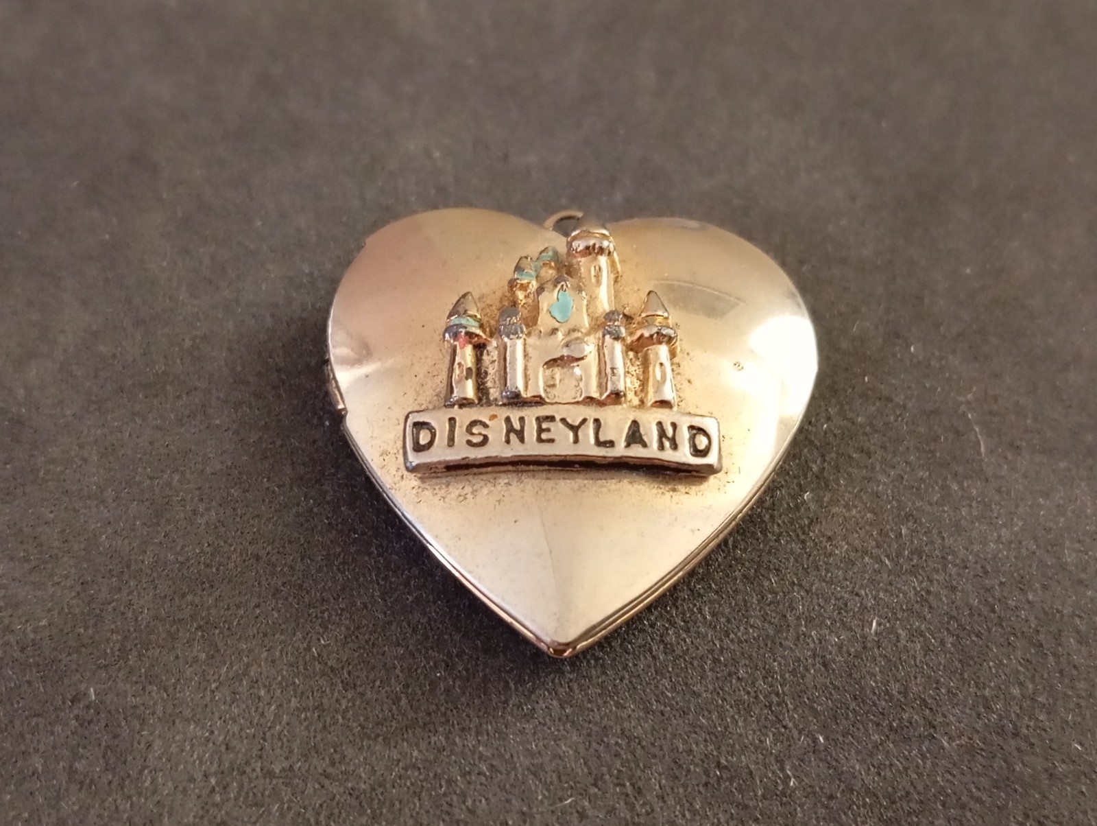 Vintage 1970s Disneyland Heart Locket Necklace Pendant Disney Souvenir.