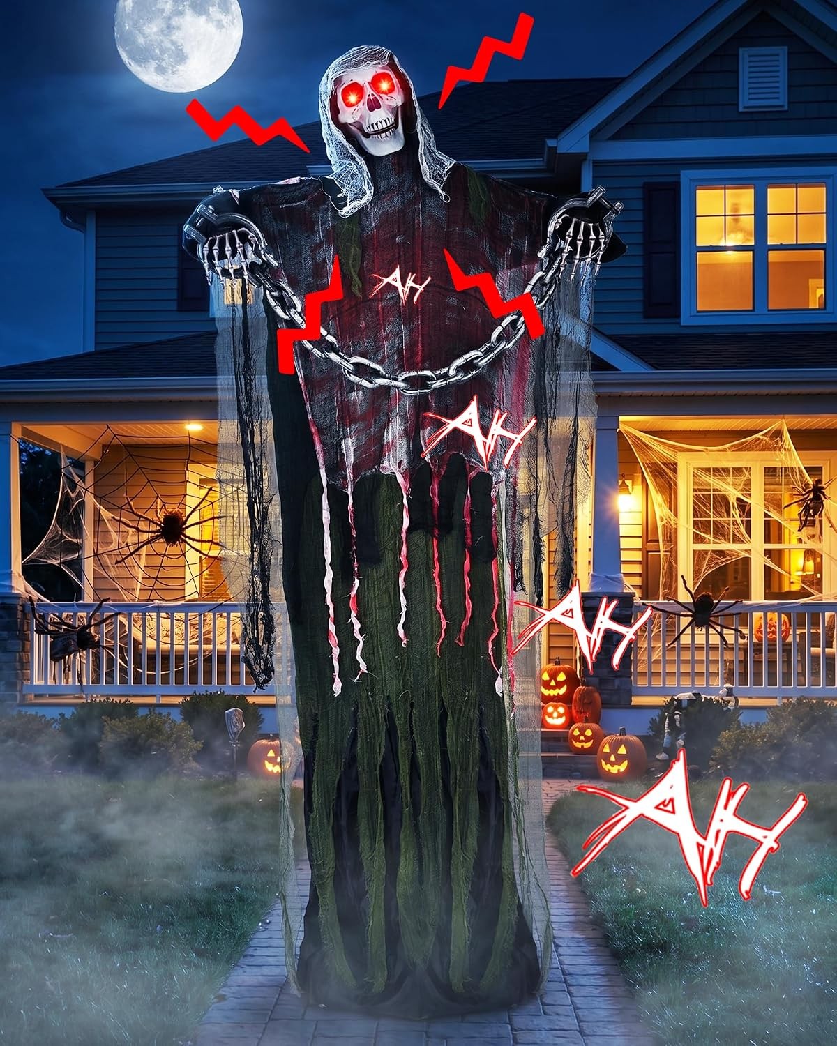 New 6FT Life-Size Animated Halloween Animatronics Decorations Outdoor