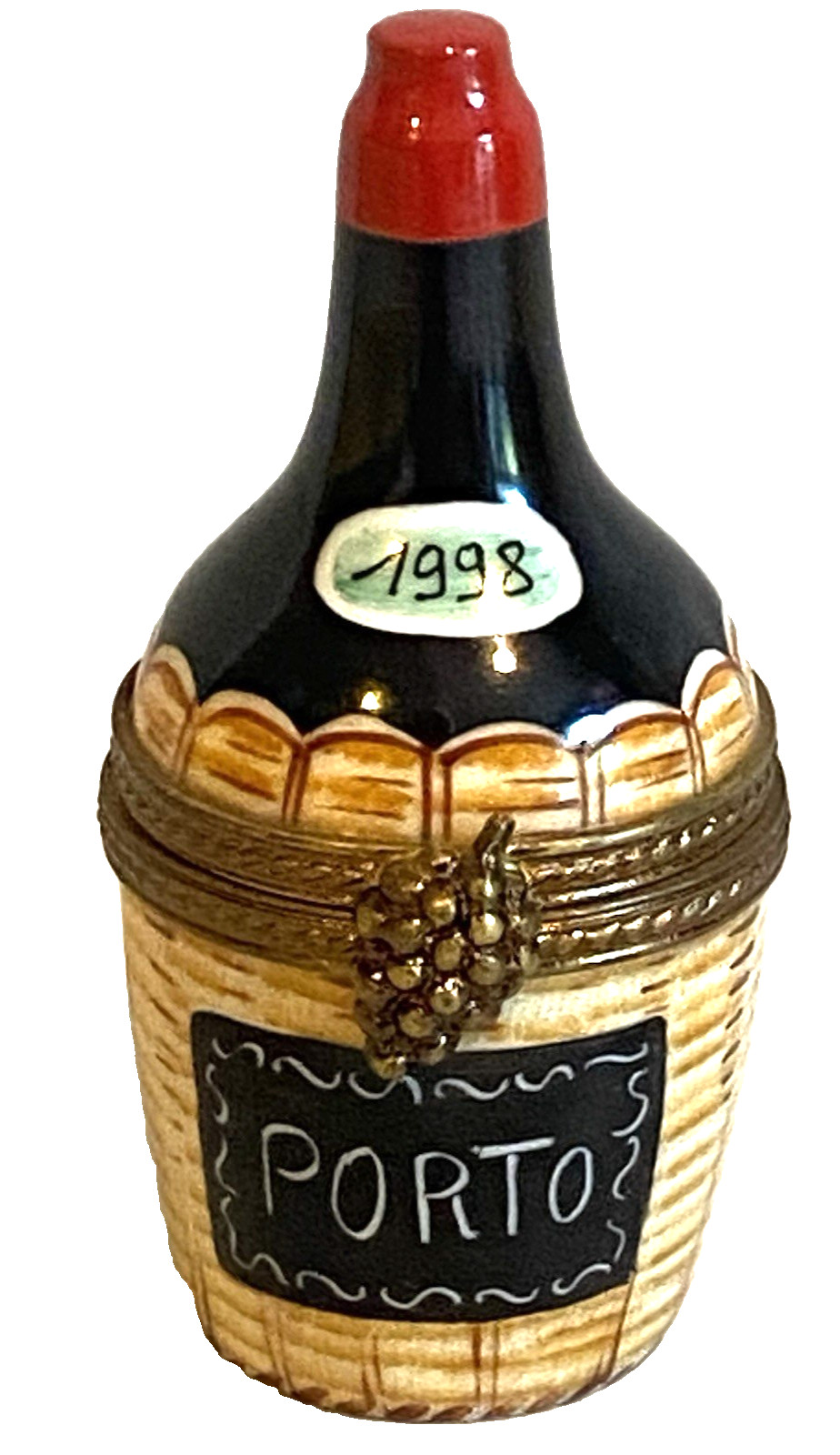 LIMOGES PEINT MAIN Trinket Box-VINTAGE 1998 PORTO WINE-PV VIEILLE Marque Deposee