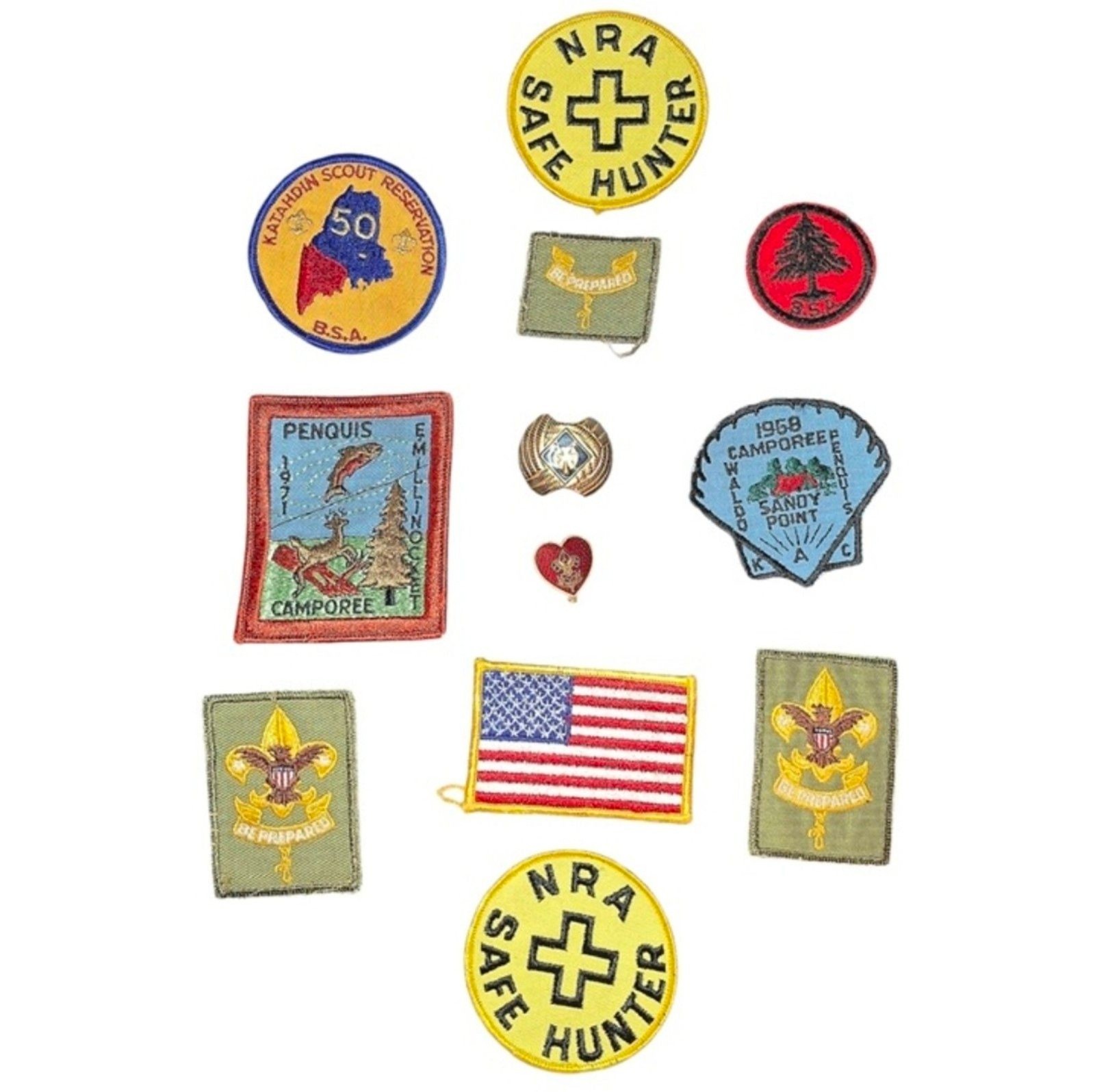 ​Vintage BSA Boy Scouts Patch Lot Maine Camporee Pin Slide NRA Authentic VGUC