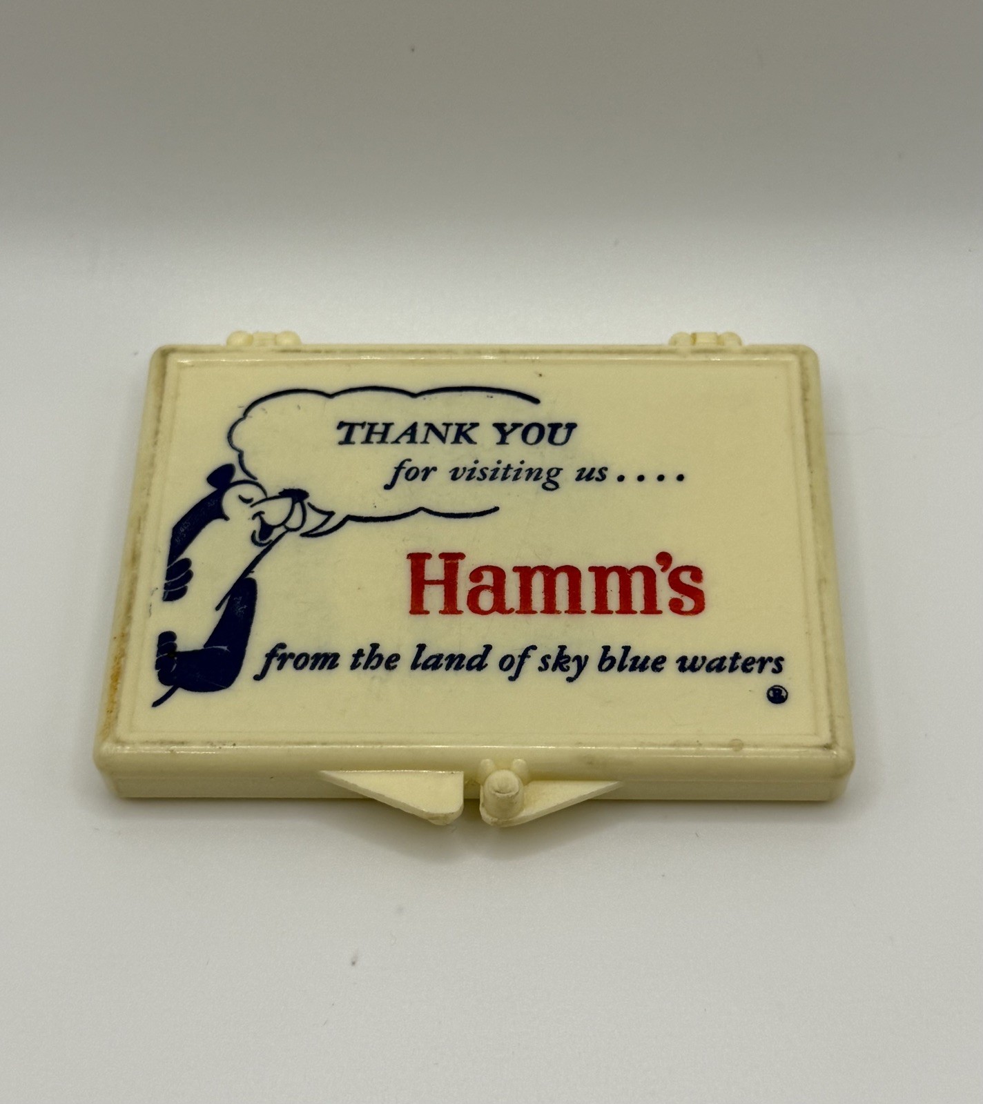 Vintage Hamm’s Beer Sewing Repair Kit Advertising Pocket Plastic Case 