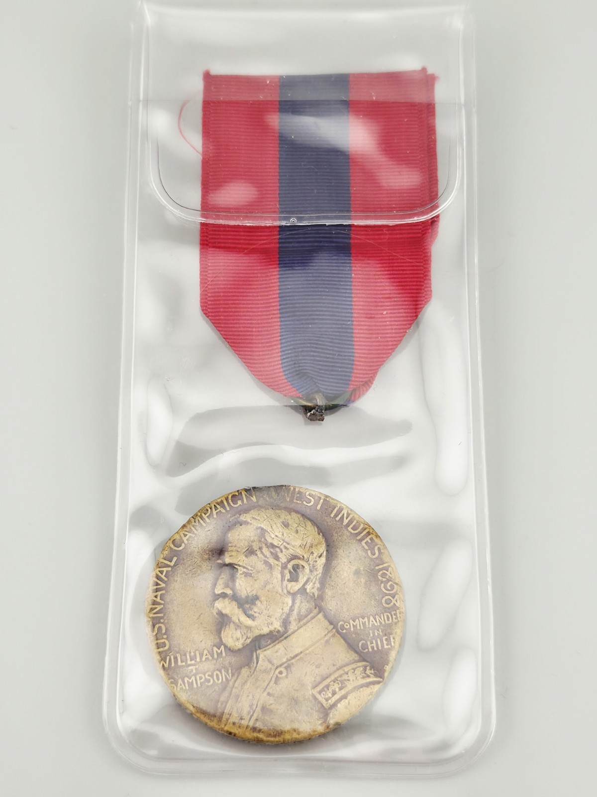 1898 US Naval Campaign West Indies Medal Named Tsunehiro Arimoto Sampson Navy
