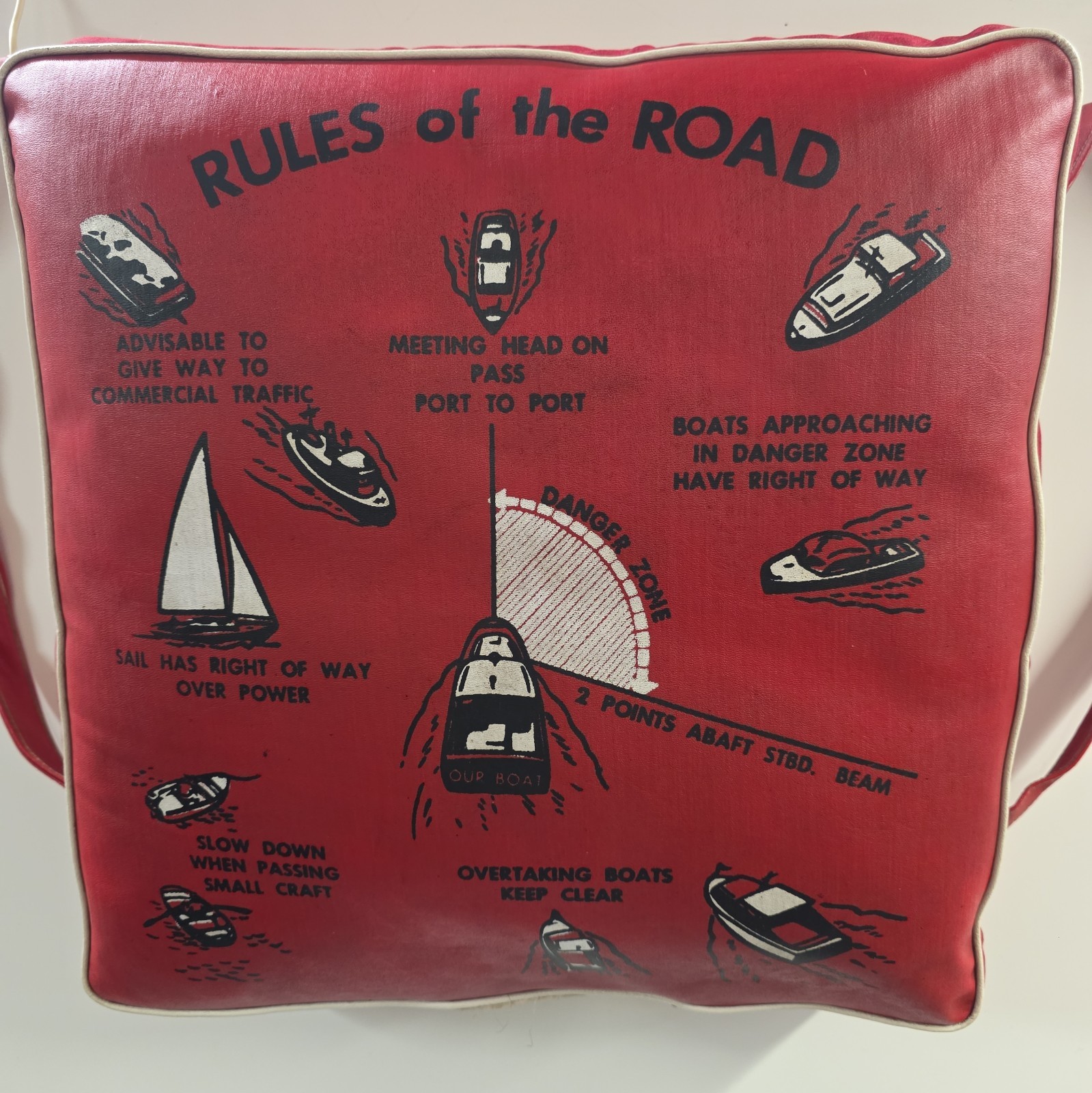 Vintage 1950\'s 1960\'s Sears  Boat Seat Cushion Rules of the Road Life Preserver
