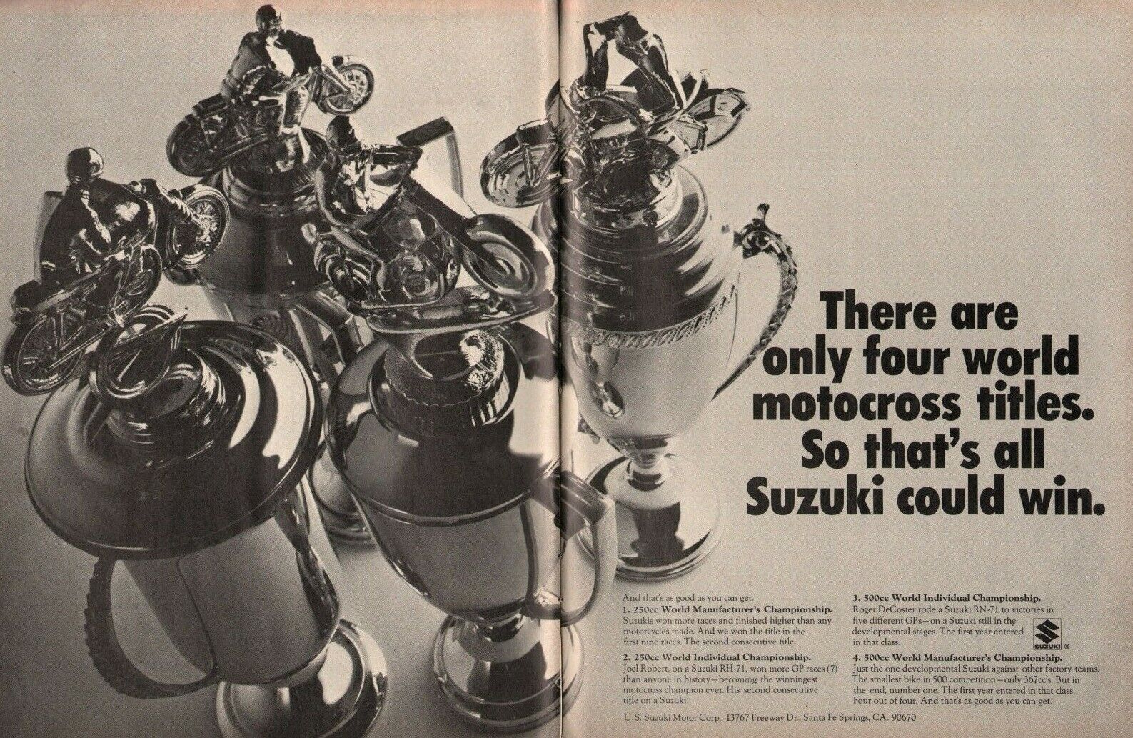 1971 Suzuki Motocross Championships - 2-Page Vintage Motorcycle Ad