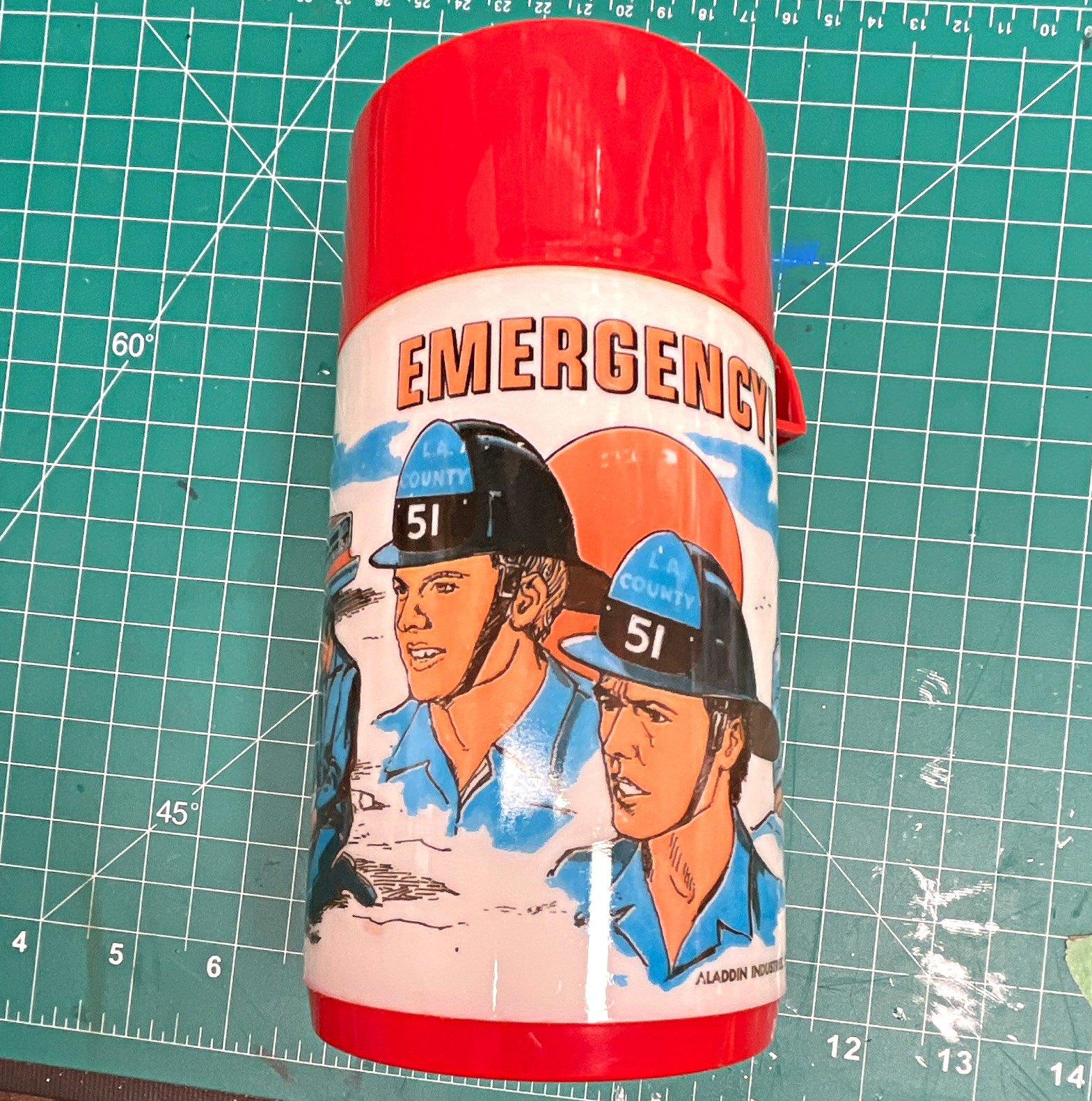 Aladdin Emergency Vintage Plastic Thermos w/ Red Cup Lid, Nurse, Nashville USA