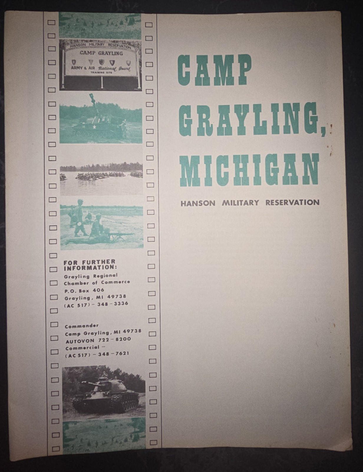 Camp Grayling Michigan Hanson Military Reservation Vintage Manual Paperback