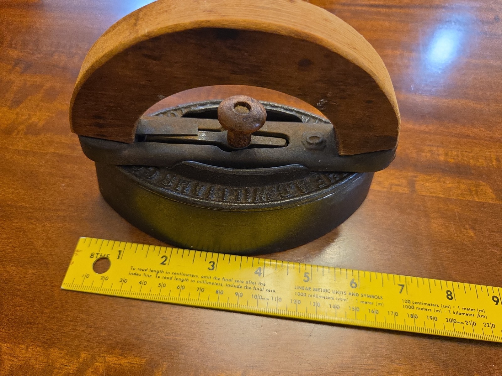 Vintage Cast Iron Wood Handle Clothes Iron