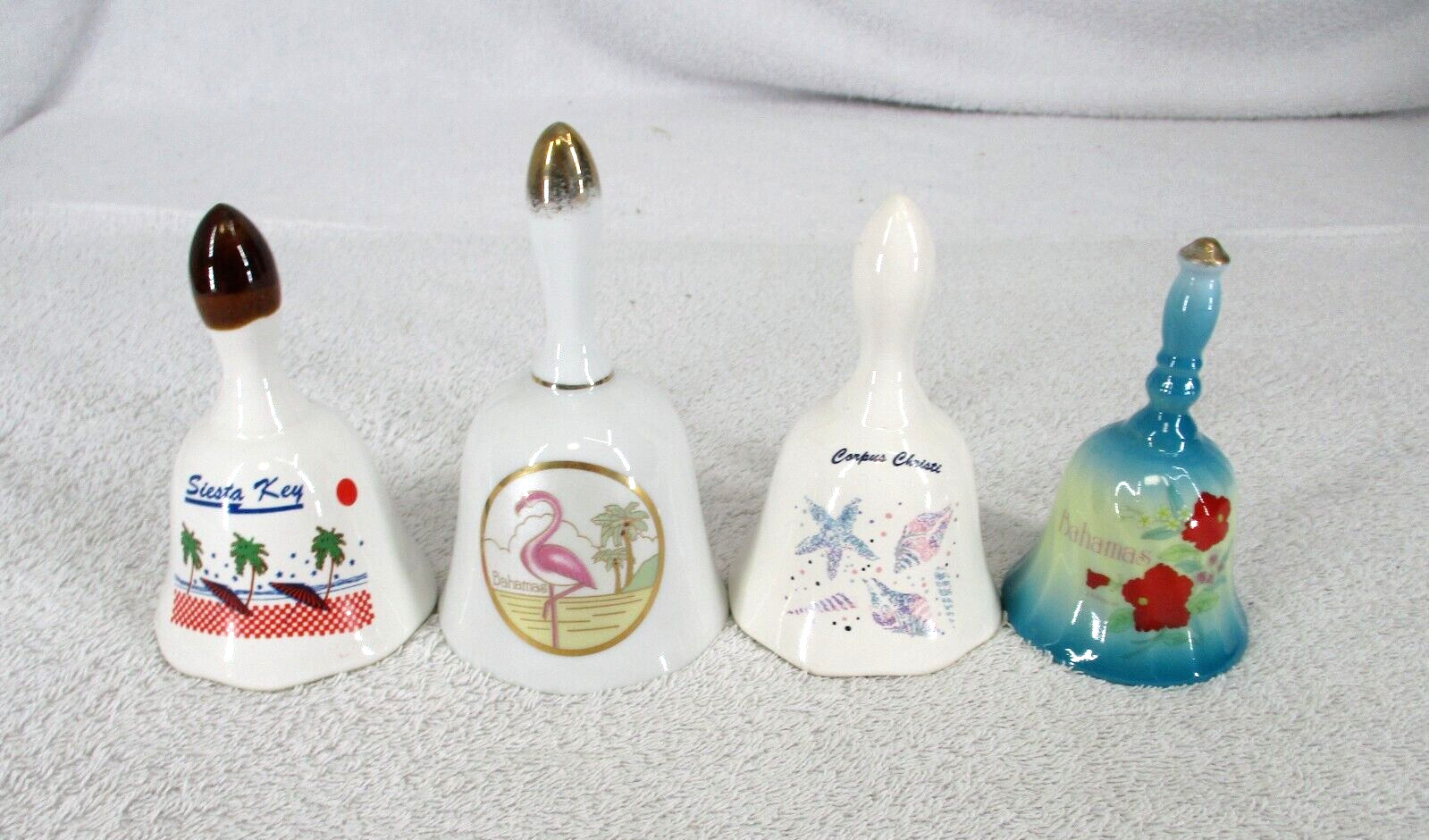 Mica Chokin Bells 24K Gold Corpus Christi Flamingo Bahamas Siesta Key 4 Pcs VTG