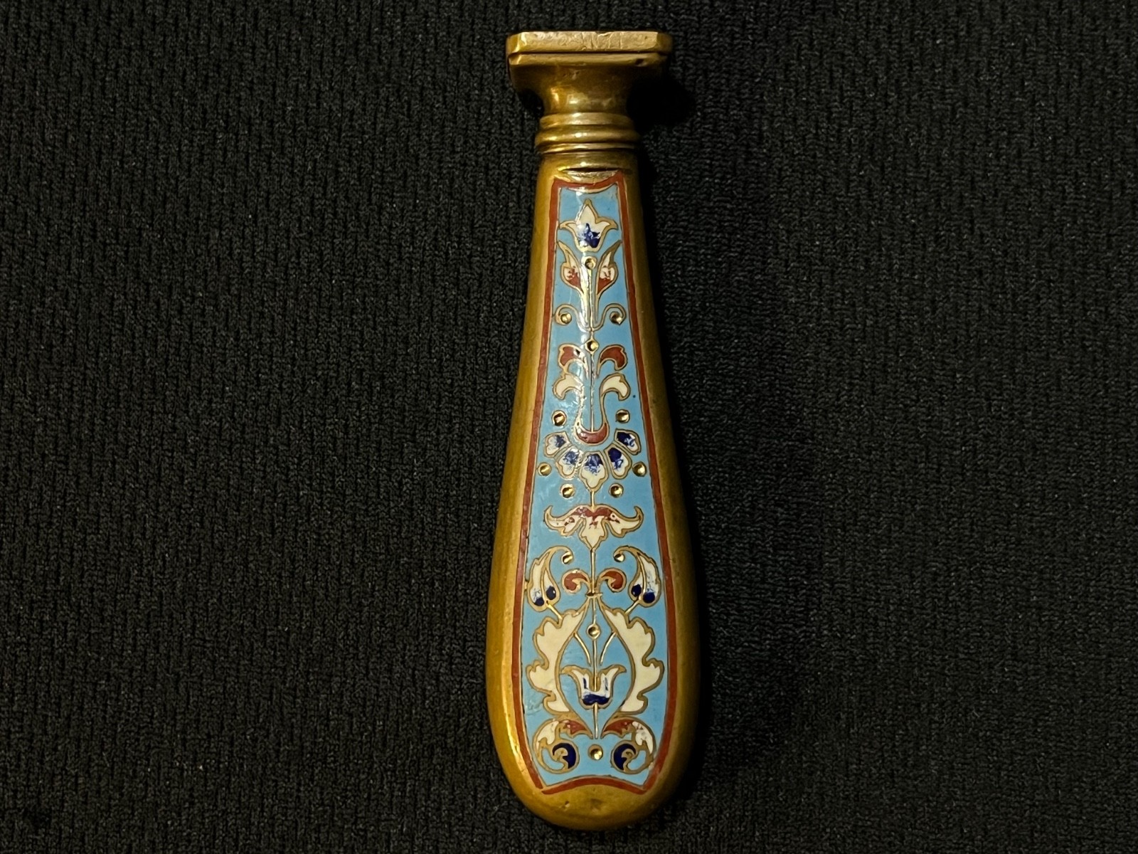 Antique French Wax Seal -Champleve Enamel -Letter Monogram -Late Victorian era