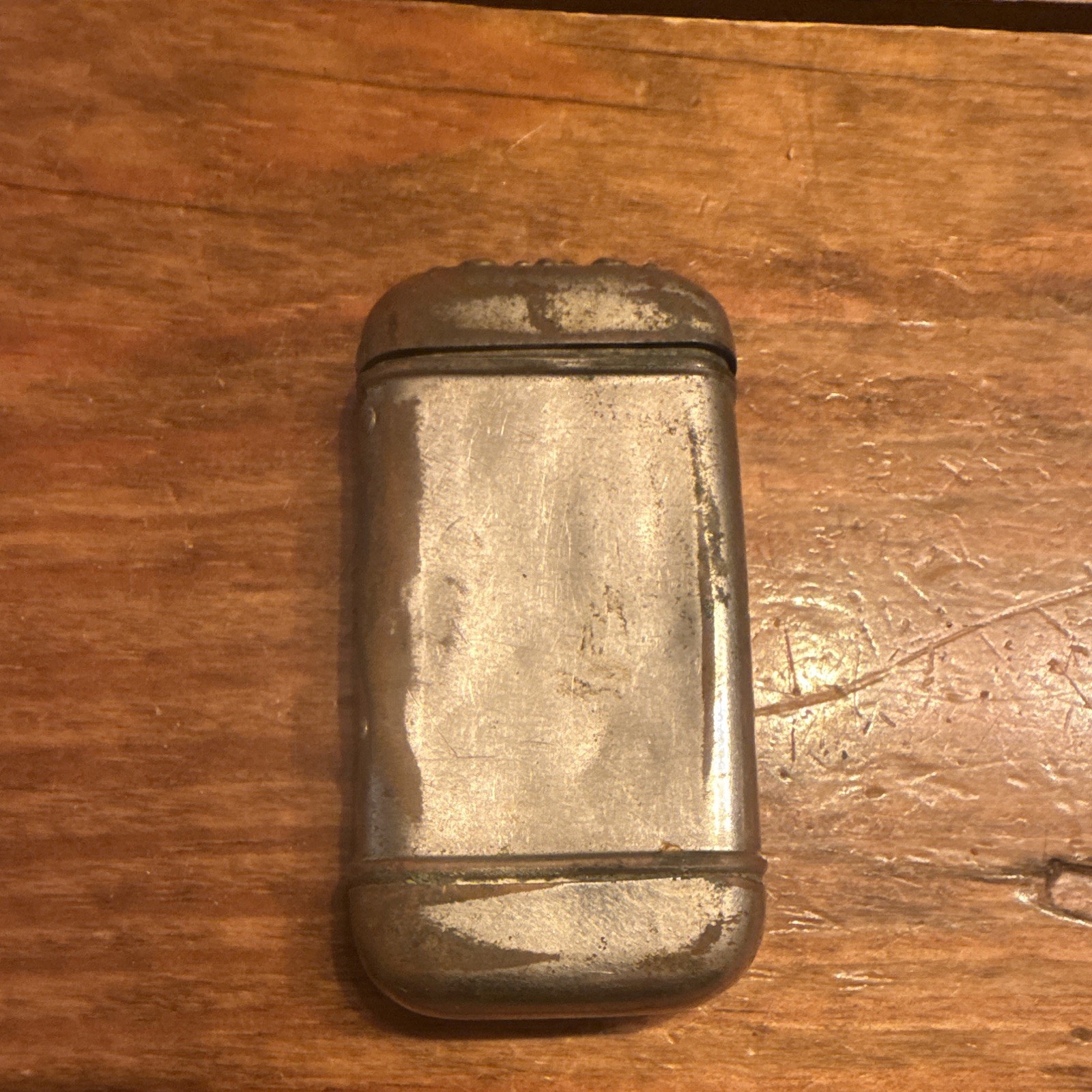 Antique Vintage Metal Hinged Match Safe Vesta Case, Silver Tone, Embossed