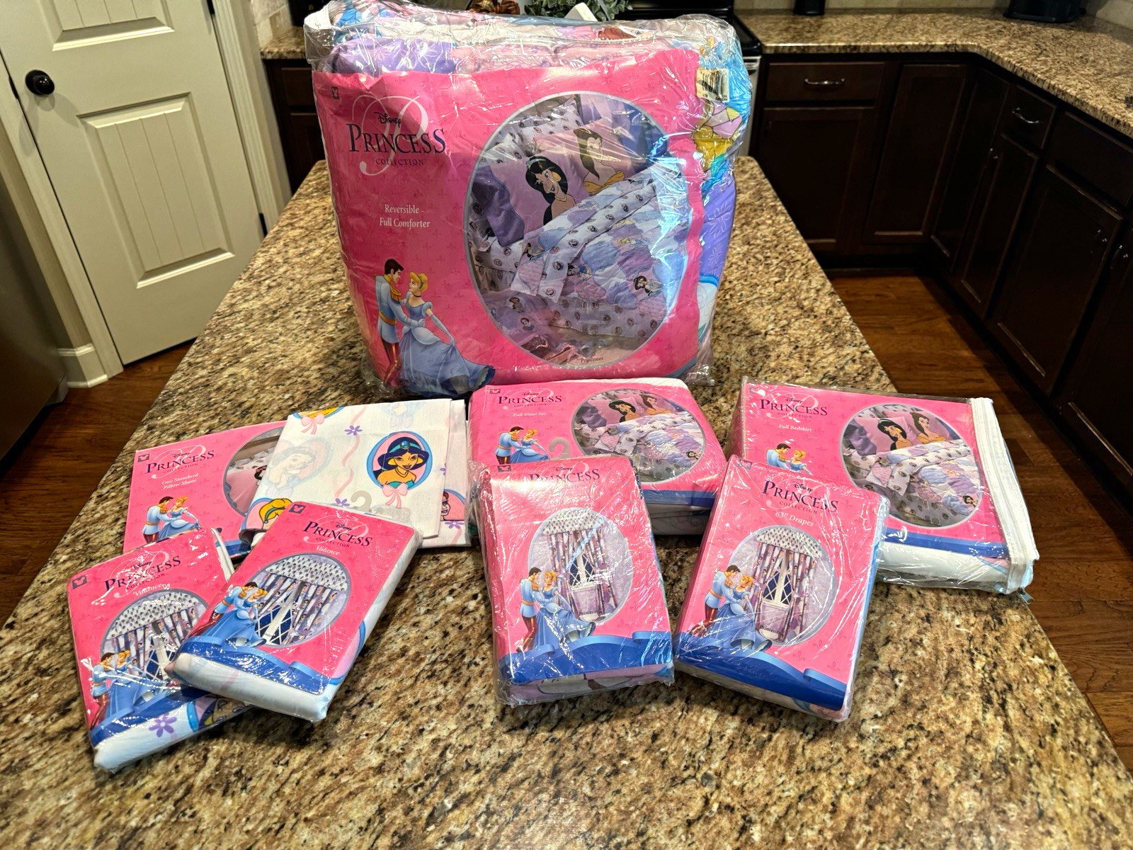 Vintage 1999 Disney Princess Full Bedding Set Comforter Sheets Curtains NOS