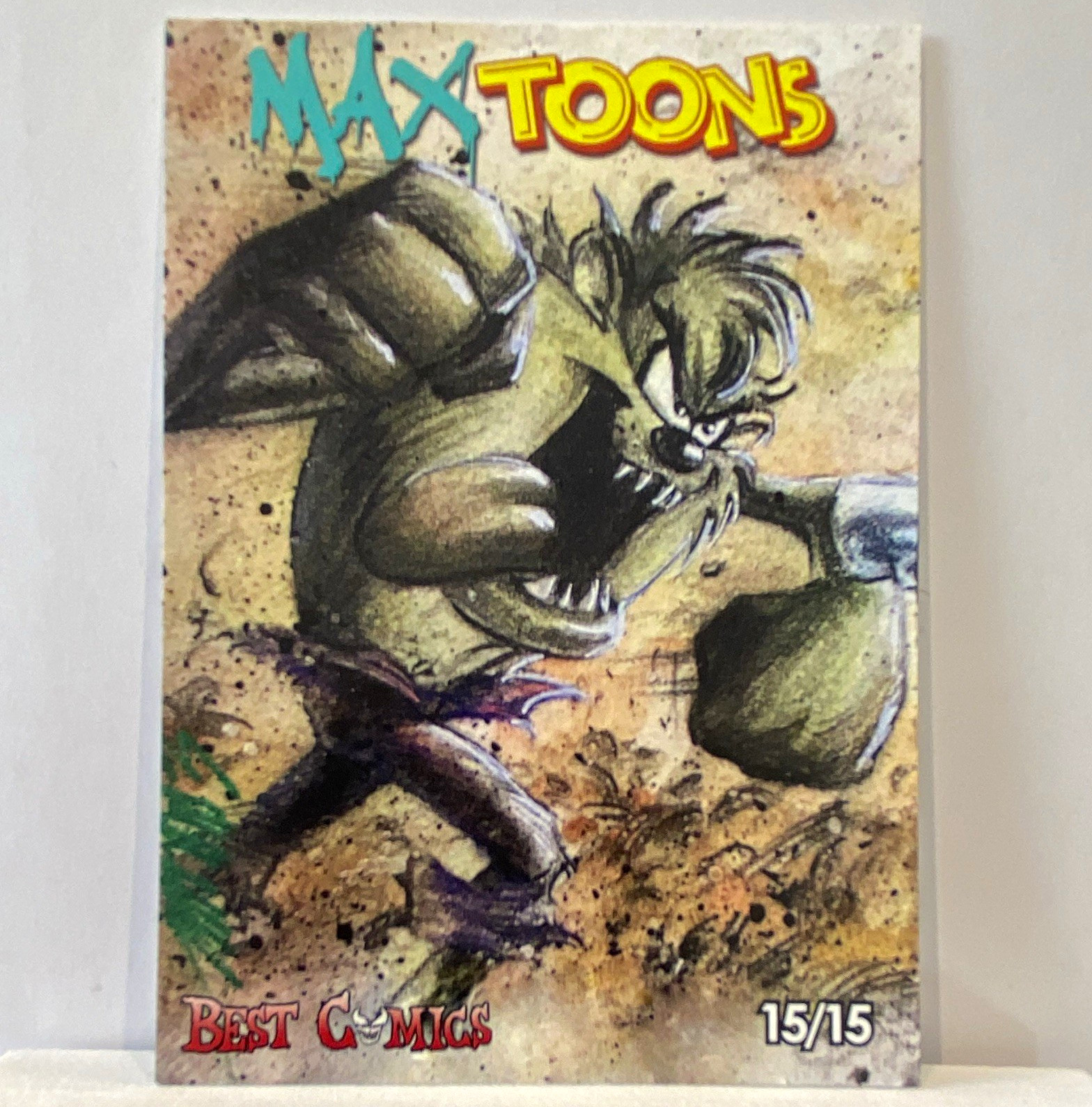 Max Toons Limited Edition Trading Card Serial # 15/15. Tasmania Devil as Hulk