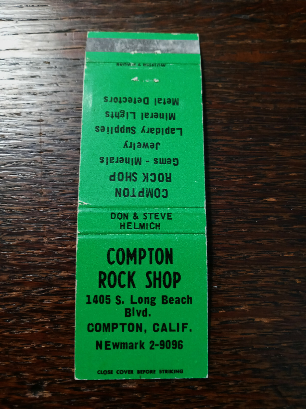 Vintage Matchcover: Compton Rock Shop, Compton, CA  54