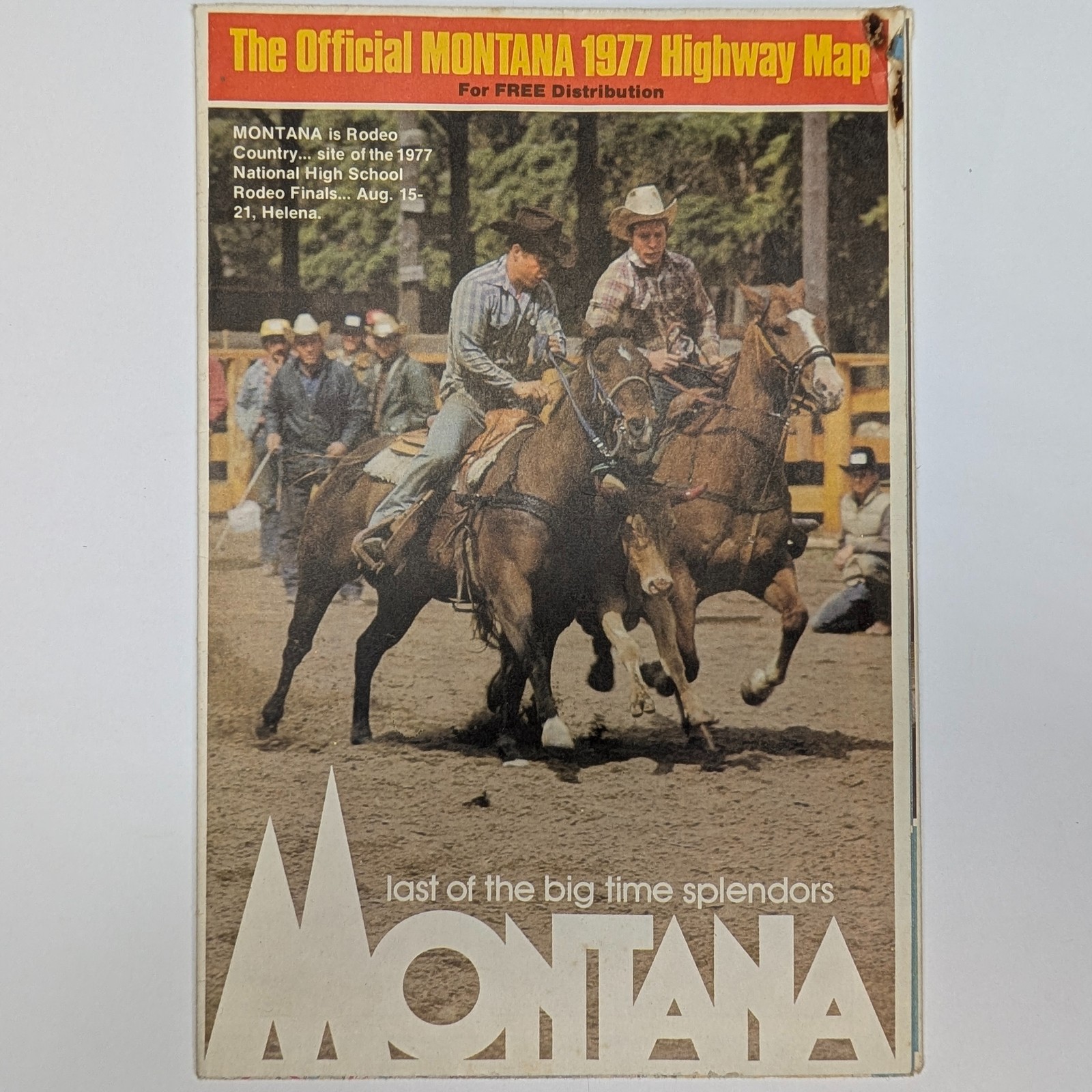 1977 Official Montana Highway Map Rodeo Country Treasure State Info Helena 2H