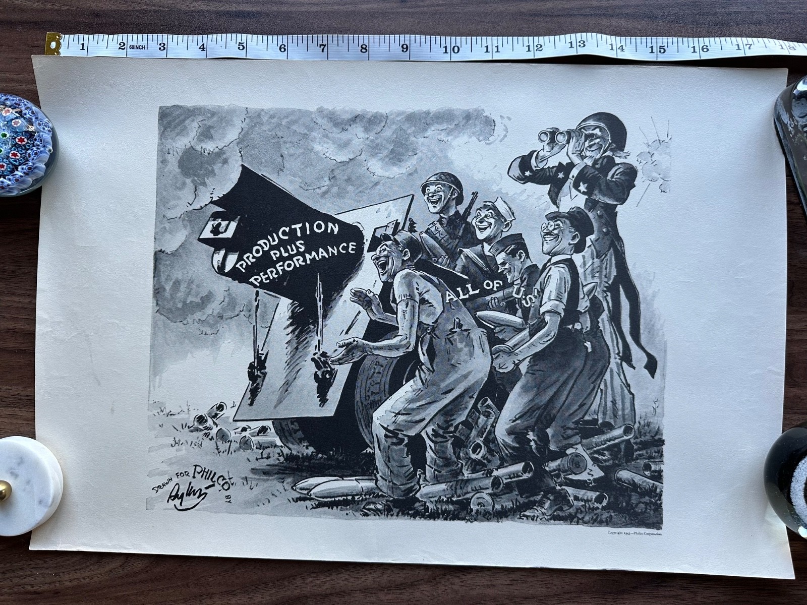 Vintage 1943 WWII World War Two Poster Philco Home Front Production Uncle Sam