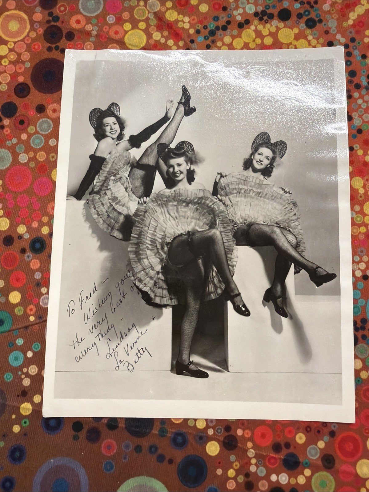 Lindsay, Laverne & Betty : The Three Stooges SIGNED 1944 Two Photographs