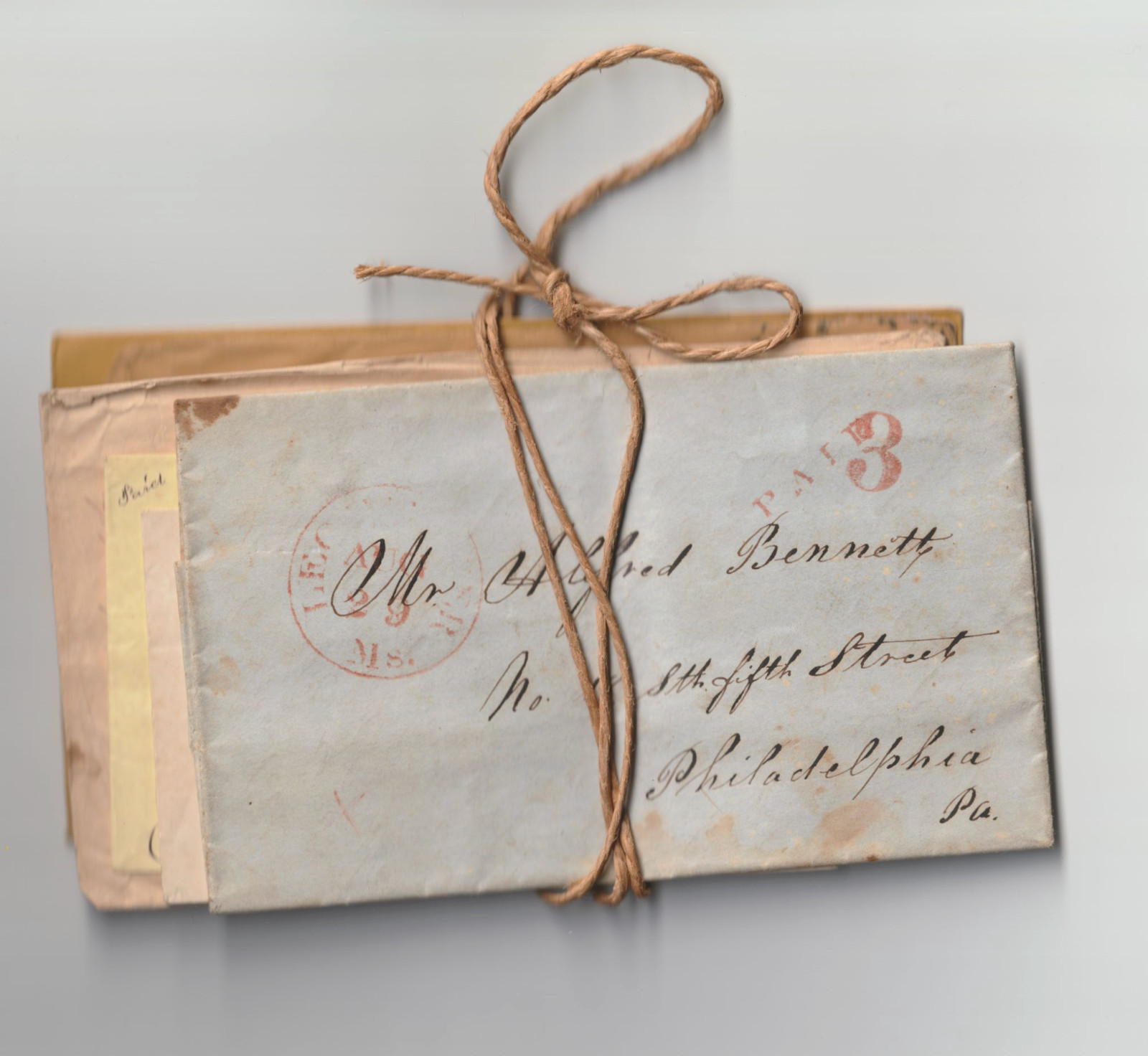 1850s BENNETT FAMILY ARCHIVE 12 COVERS LETTERS LEOMINSTER MA PHILADELPHIA