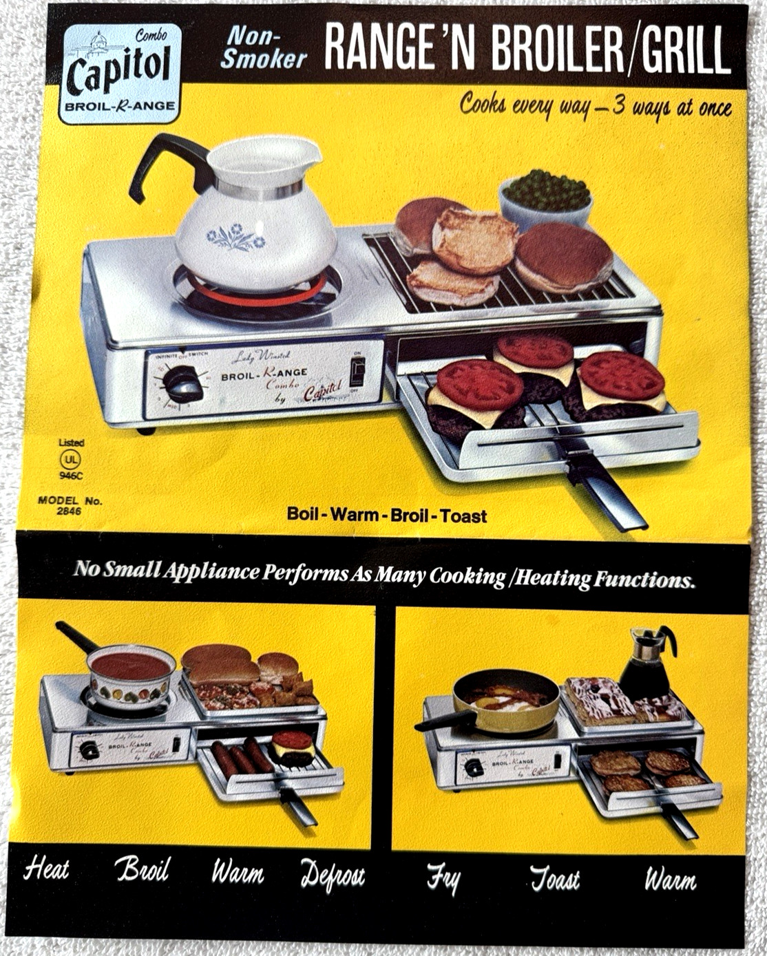 NOS Vintage Lady Winsted BROIL-R-ANGE Combo Capitol Hot Coil Electric Stovetop
