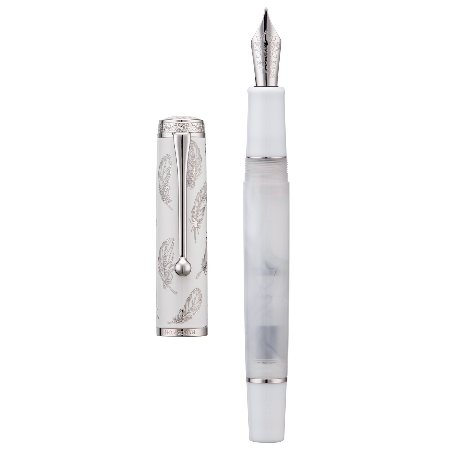 Hongdian N8S Acrylic Fountain Pen EF/F/M/Long Knife F Nib Writing Pen, White