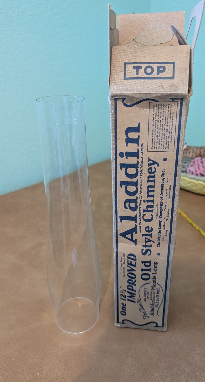 NIB Antique Vintage Aladdin Improved Old Style Chimney 12.5\ NIB Antique Vintage Aladdin Improved Old Style Chimney 12.5\