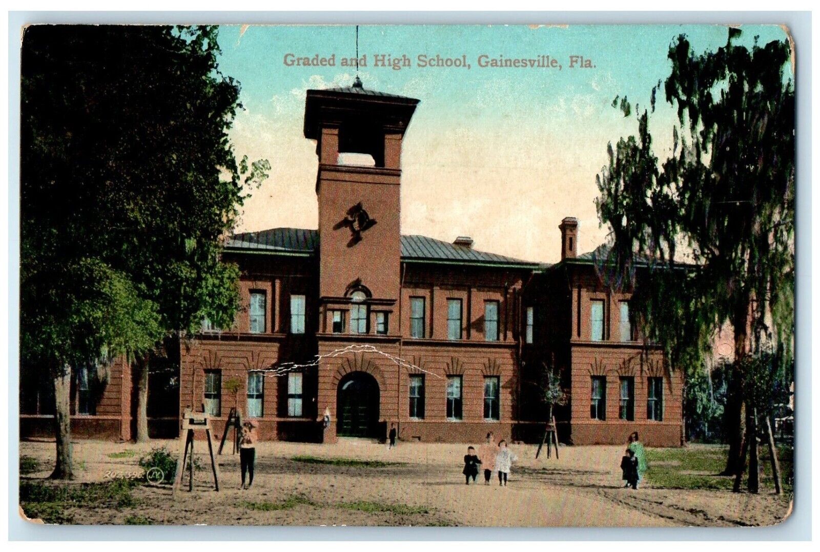 1907 Exterior View Graded & High School Gainesville Florida FL Souvenir Postcard