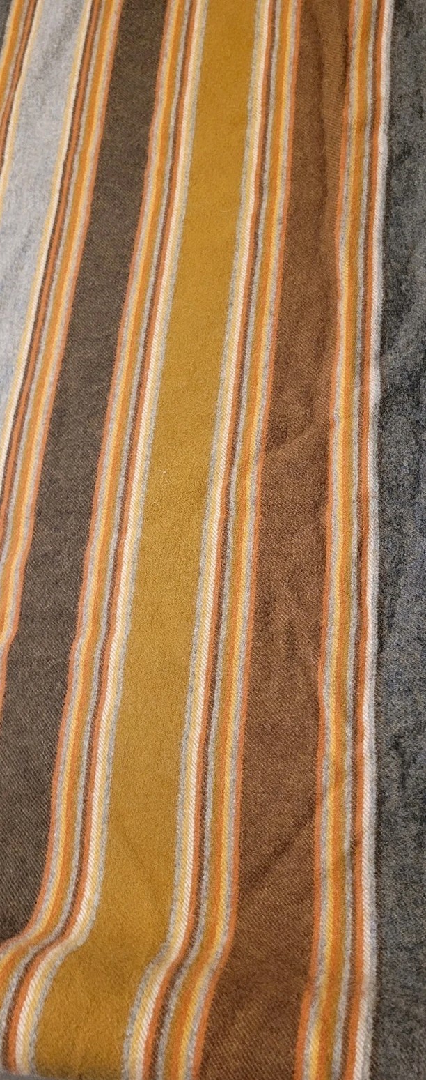 Pendleton 86x105 Wool Blanket Orange Brown Gray Yellow Stripe RARE