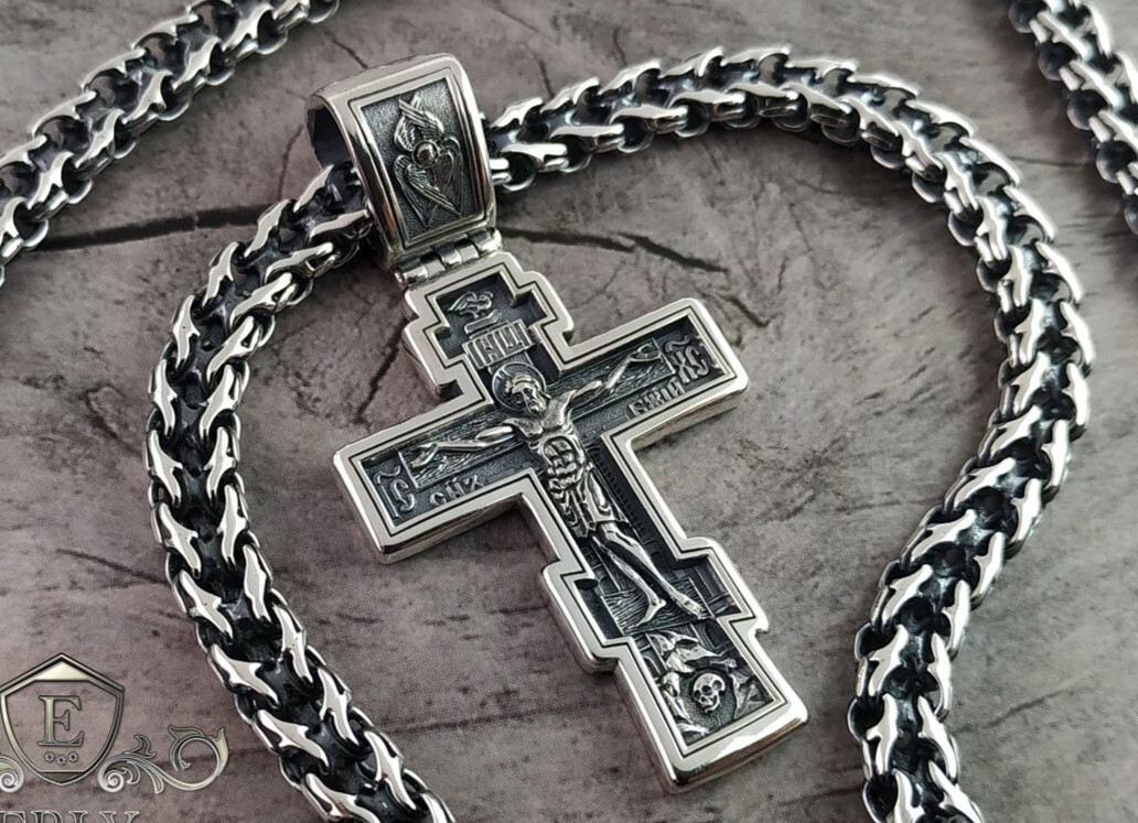 Vintage Necklace Jesus Pendant Silver 925 Jewelry Chain Women's Men Saints Rare