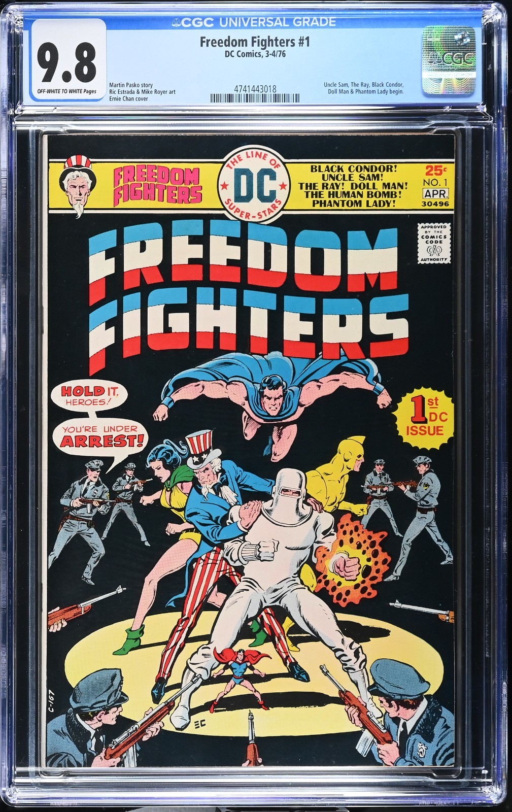 Freedom Fighters #1 CGC 9.8 OWW NEW SLAB Uncle Sam & Black Condor DC 1976 🇺🇸