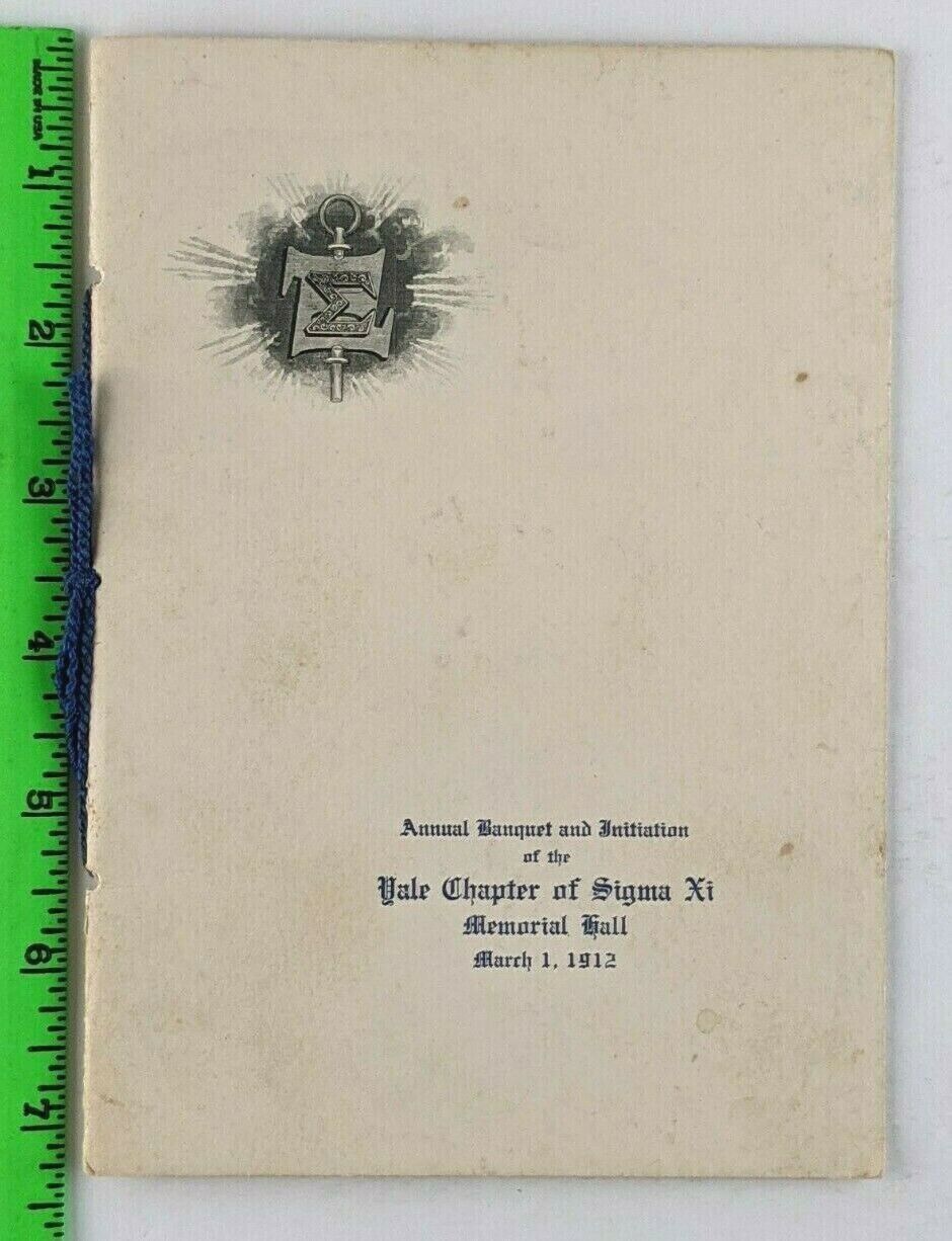 Vintage 1912 Yale Ivy League Sigma Xi Fraternity Banquet and Initiation Program 