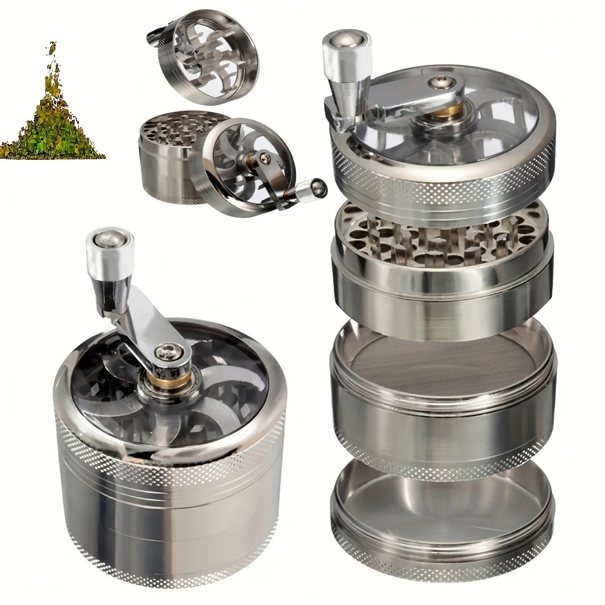 4 PCS Herb Tobacco Grinder Spice Herbal Metal Smoke Crusher Handle Hand Muller