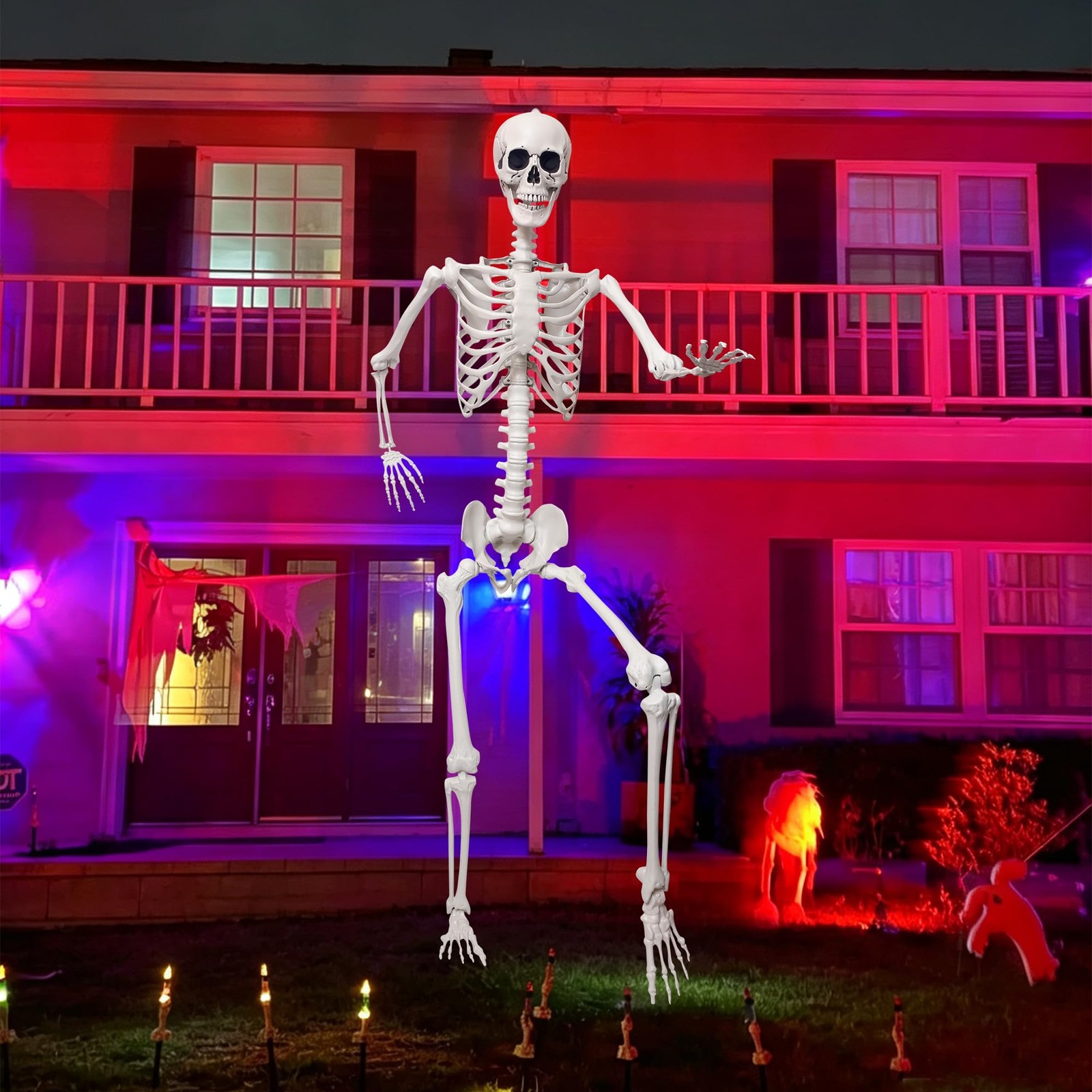 SHOCOSTO 7.9Ft Giant Skeleton Life Size Human Bones with Movable 7.9ft, White