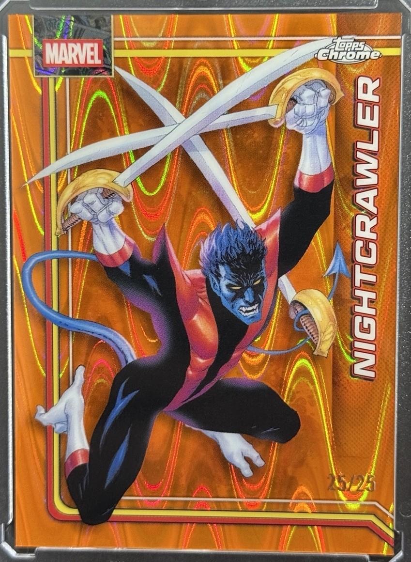 2026 Topps Chrome Marvel Nightcrawler /25 *BOOKE END* Orange Raywave Refractor