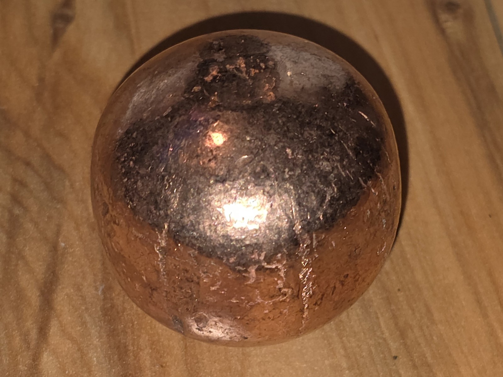.999 Pure Copper Barrel Sphere, 1+lb, 2