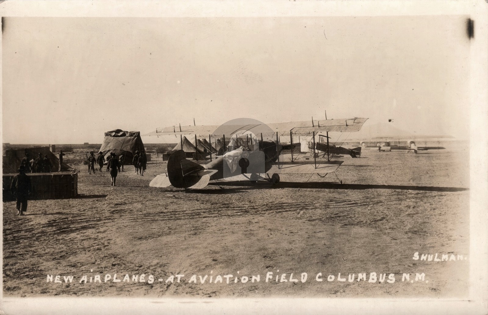 1916 New Airplanes Camp Furlong Columbus New Mexico Cavalry RPPC Postcard COPY