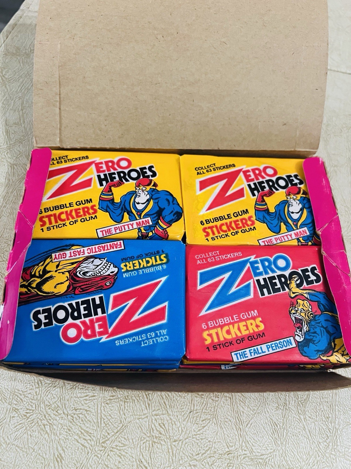 One Box 1983 DONRUSS ZERO HEROES STICKERS 36 WAX PACK BOX
