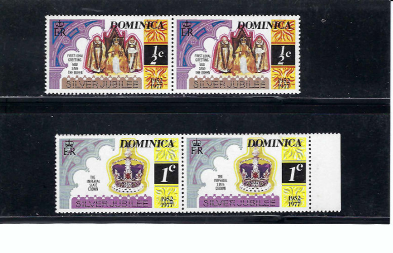 'QUEEN ELIZABETH' ENTHRONED.- IMPERIAL CROWN.- DOMINICA SC 521-22 1977 'QUEEN ELIZABETH' ENTHRONED.- IMPERIAL CROWN.- DOMINICA SC 521-22 1977