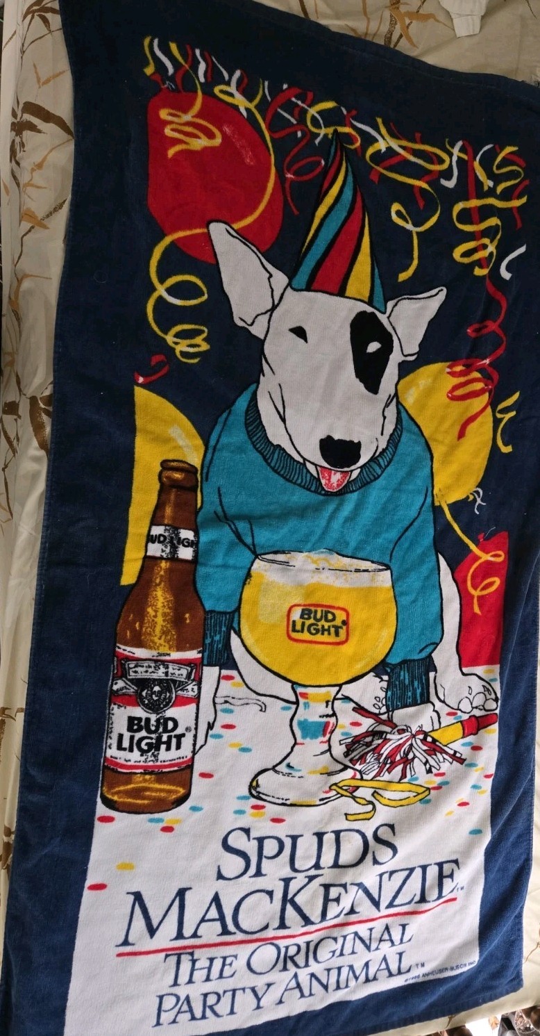 1986 Bud Light Spuds Mackenzie Original Party Animal Beach Towel 55x 30