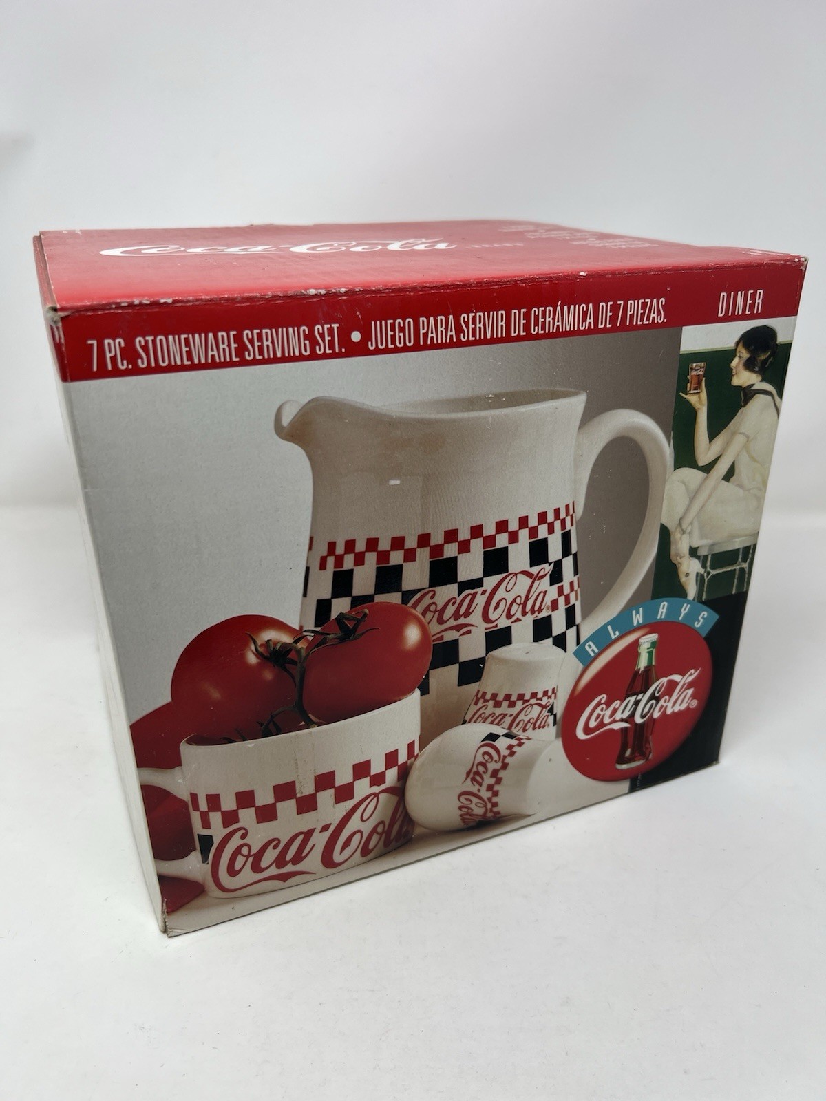 1996 Diner Style COCA COLA 3 Piece GIBSON STONEWARE 2 Mugs & Pitcher Coke