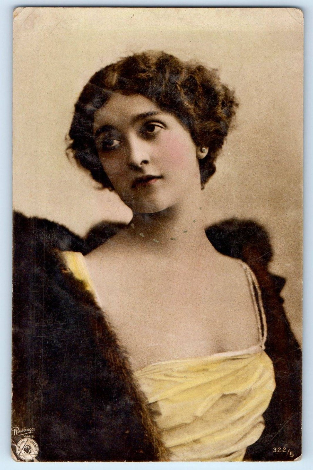 c1910's Pretty Woman Curly Hair Portrait RPPC Photo Posted Antique Postcard
