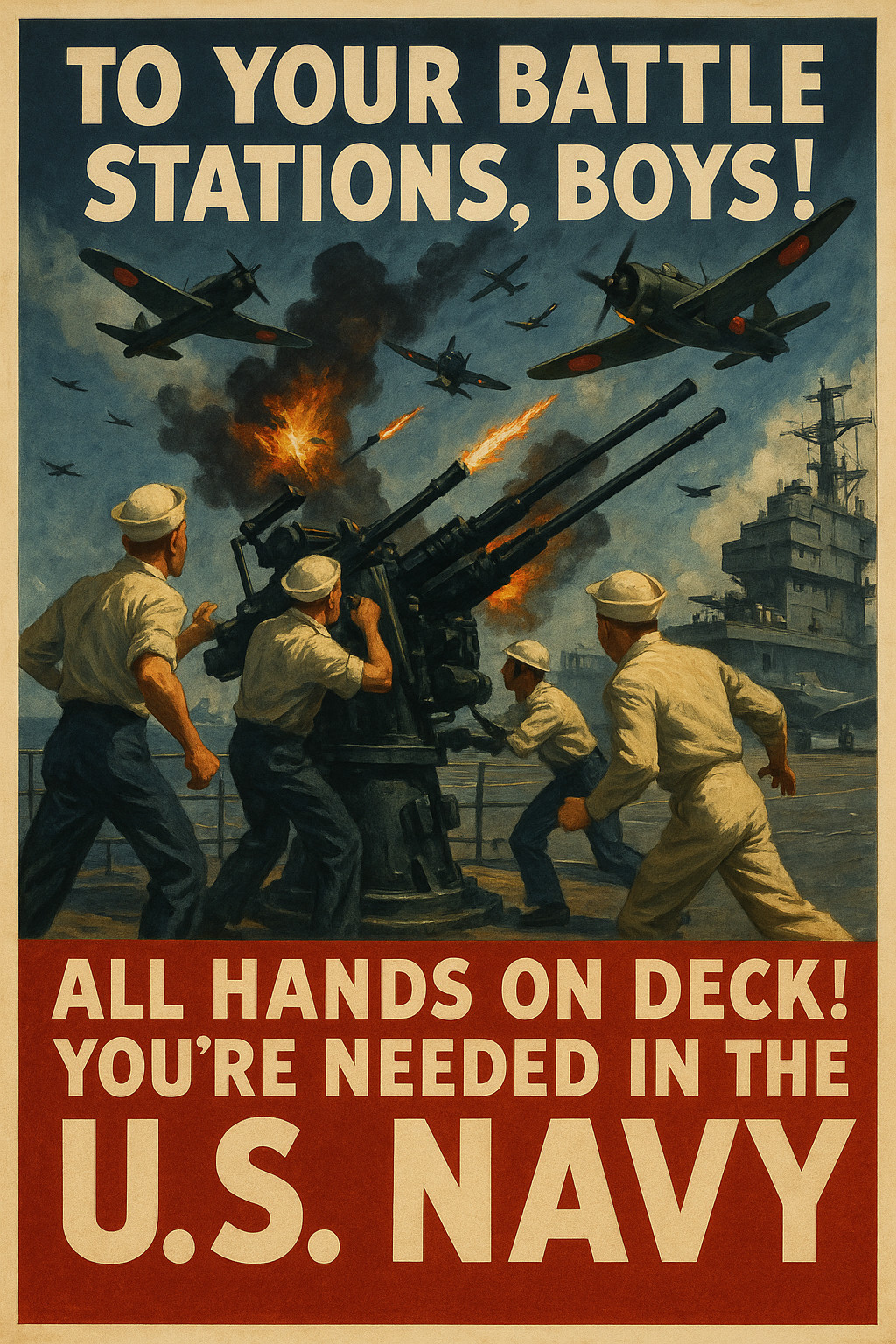 WWII U.S. Navy Recruitment Poster - 24x36” - RARE Reproduction 🌟