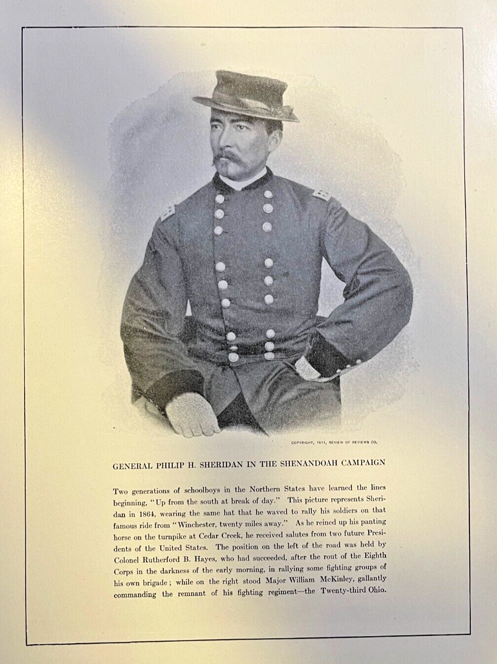 1912 Vintage Illustration General Philip H. Sheridan Civil War