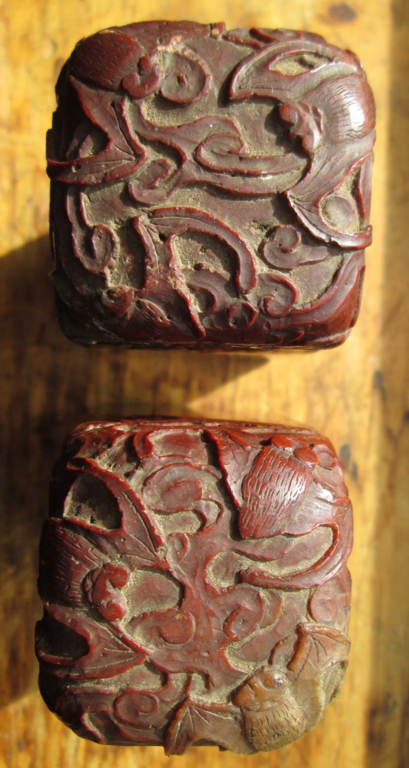 TWO Pair of Antique 19th Century Chinese Qing Dynasty SHOUSHAN Stone BAT Seals