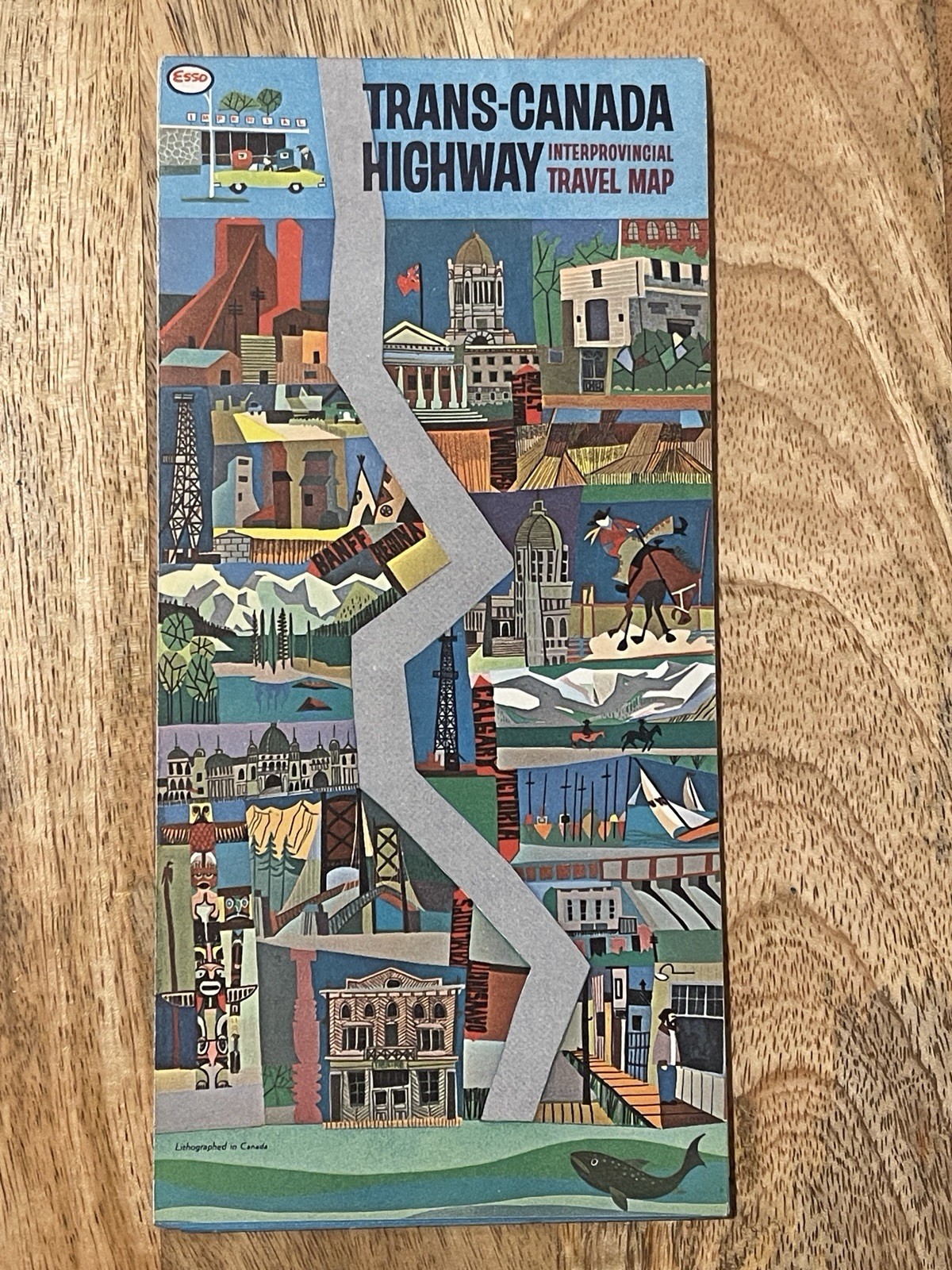 Trans-Canada Highway Interprovincial Travel Map Esso 1963 Imperial Oil Vintage